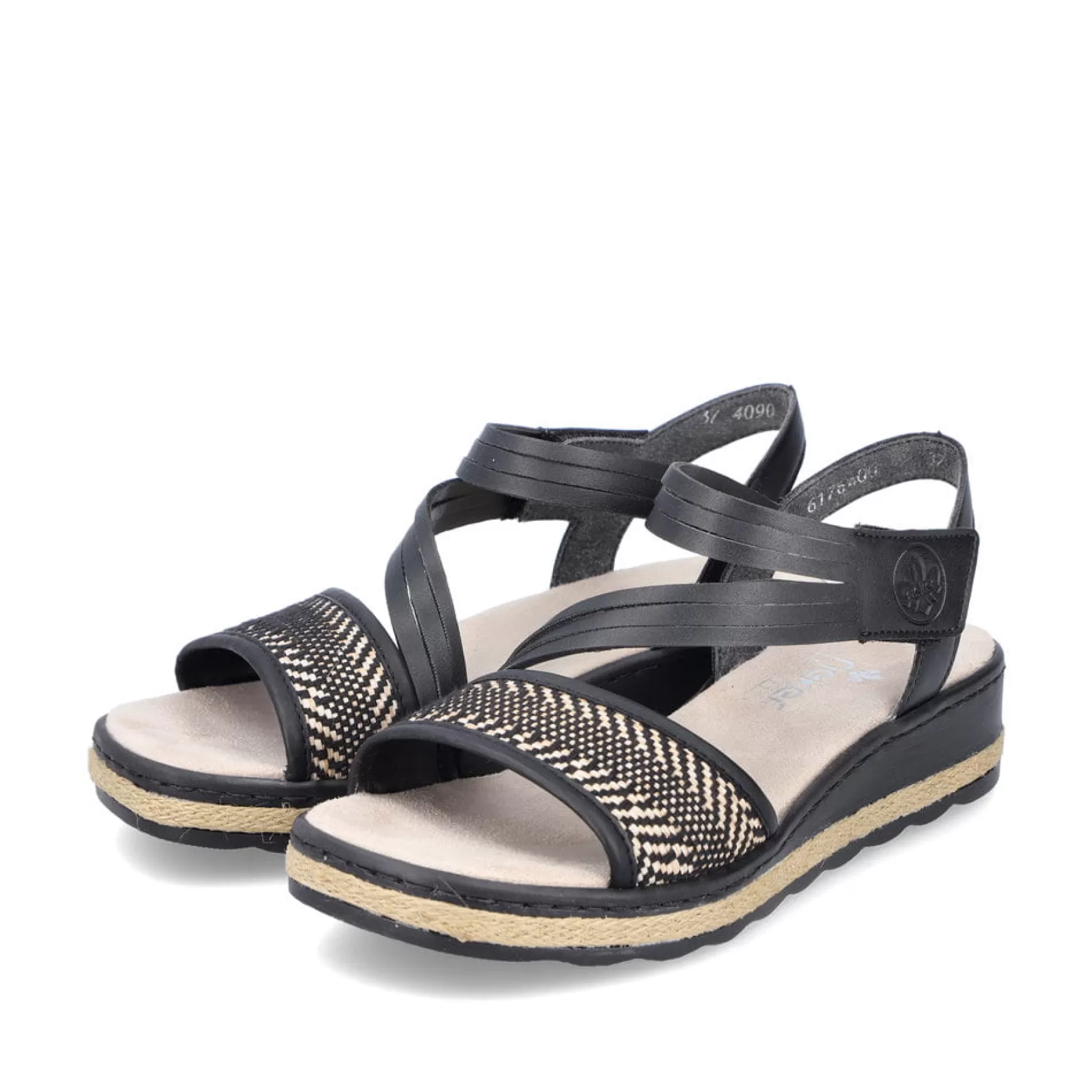 Women'S Wedge Sandals Asphalt Black-Rieker Clearance