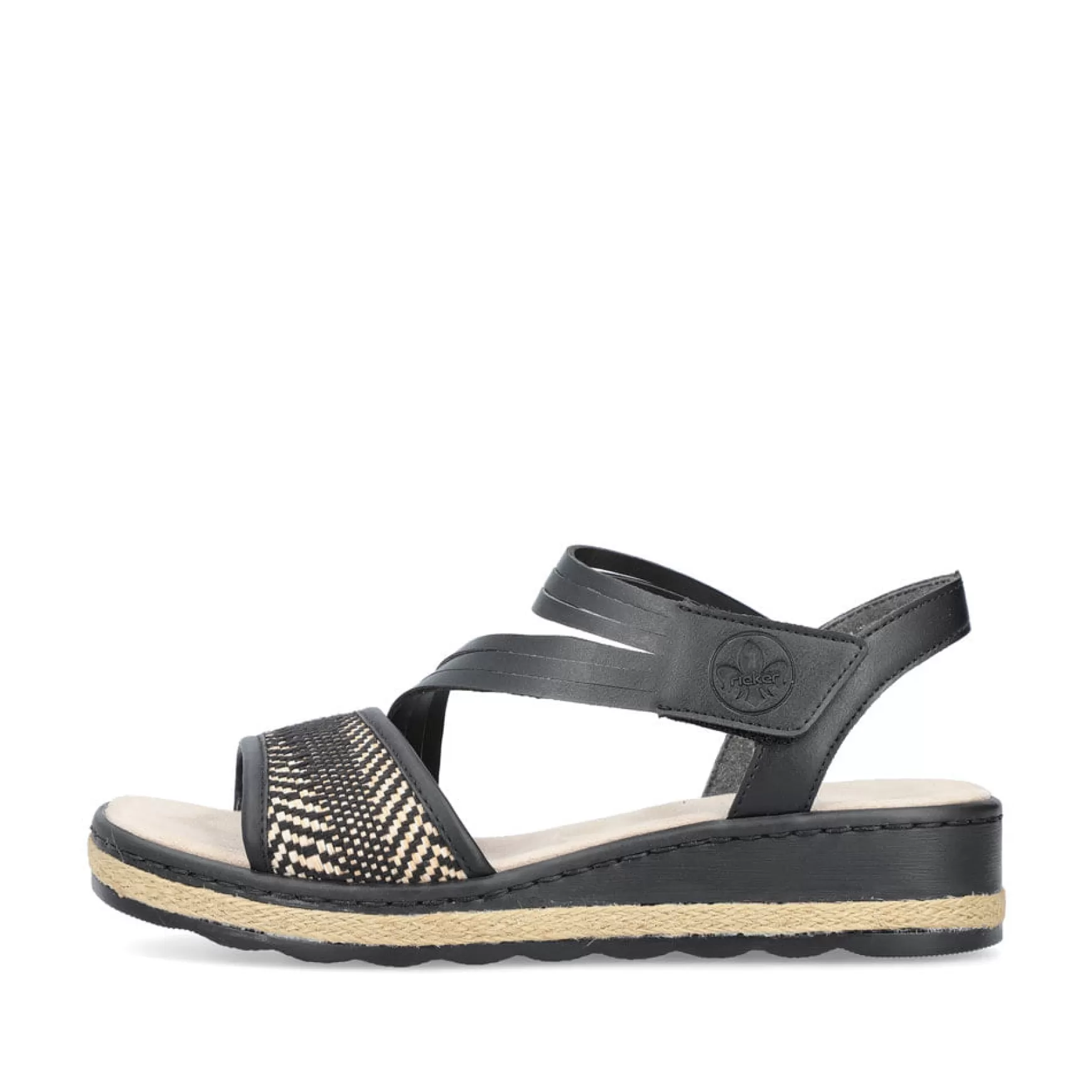 Women'S Wedge Sandals Asphalt Black-Rieker Clearance