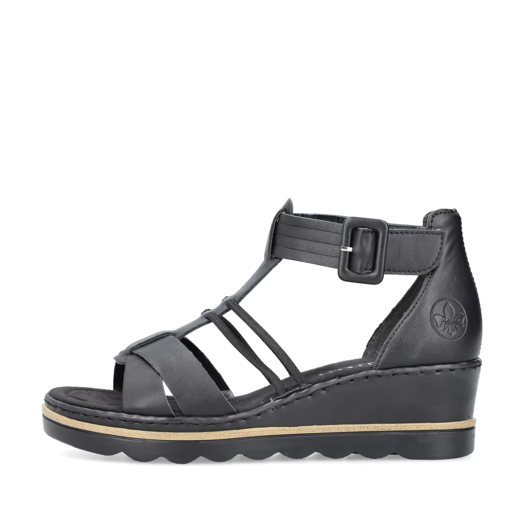 Women'S Wedge Sandals Asphalt Black-Rieker Store