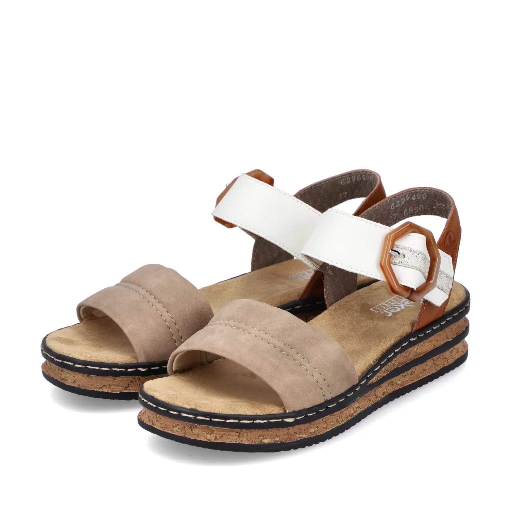 Women'S Wedge Sandals Brown Beige-Black-Rieker Best