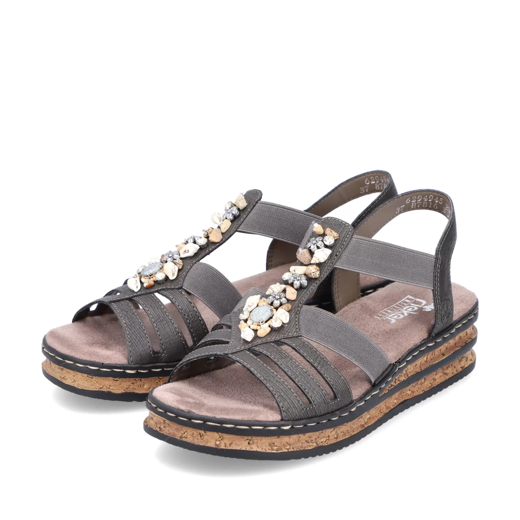 Women'S Wedge Sandals Brown Gray-Rieker Best