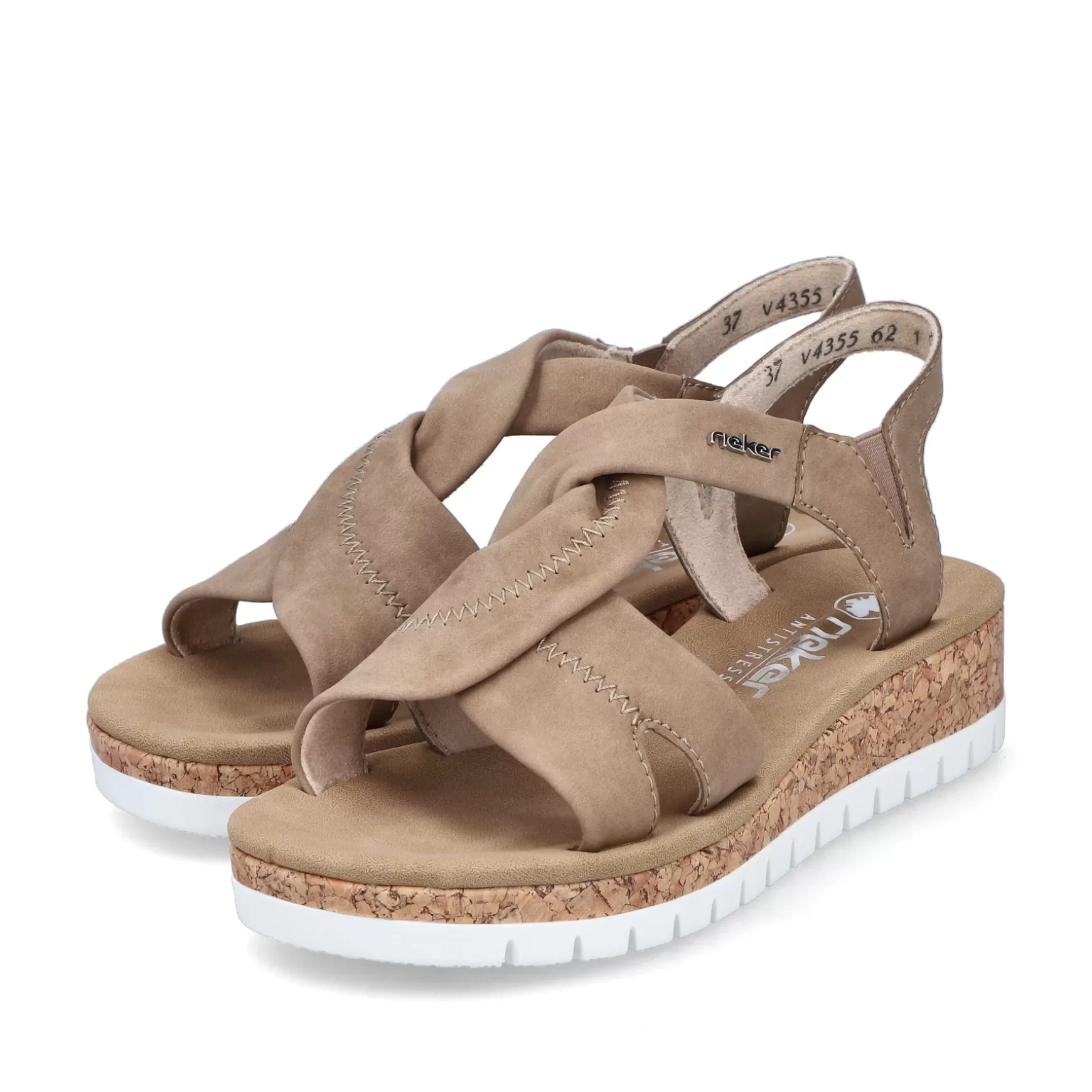 Women'S Wedge Sandals Brown-Beige-Rieker Online