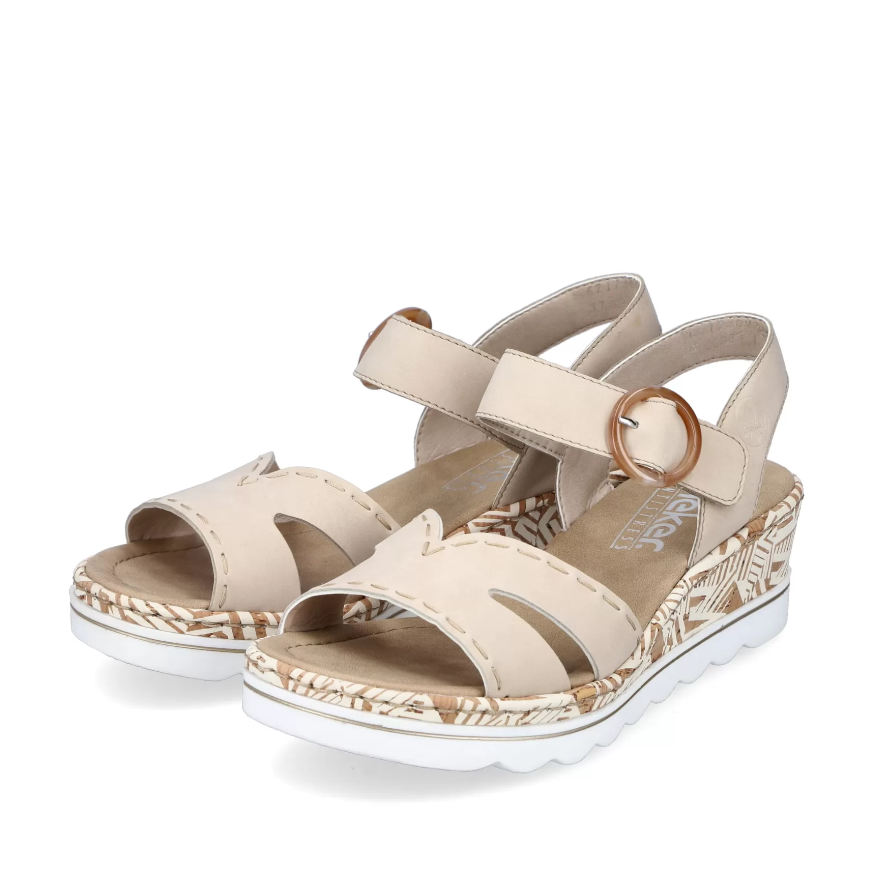 Women'S Wedge Sandals Champagne-Rieker Fashion