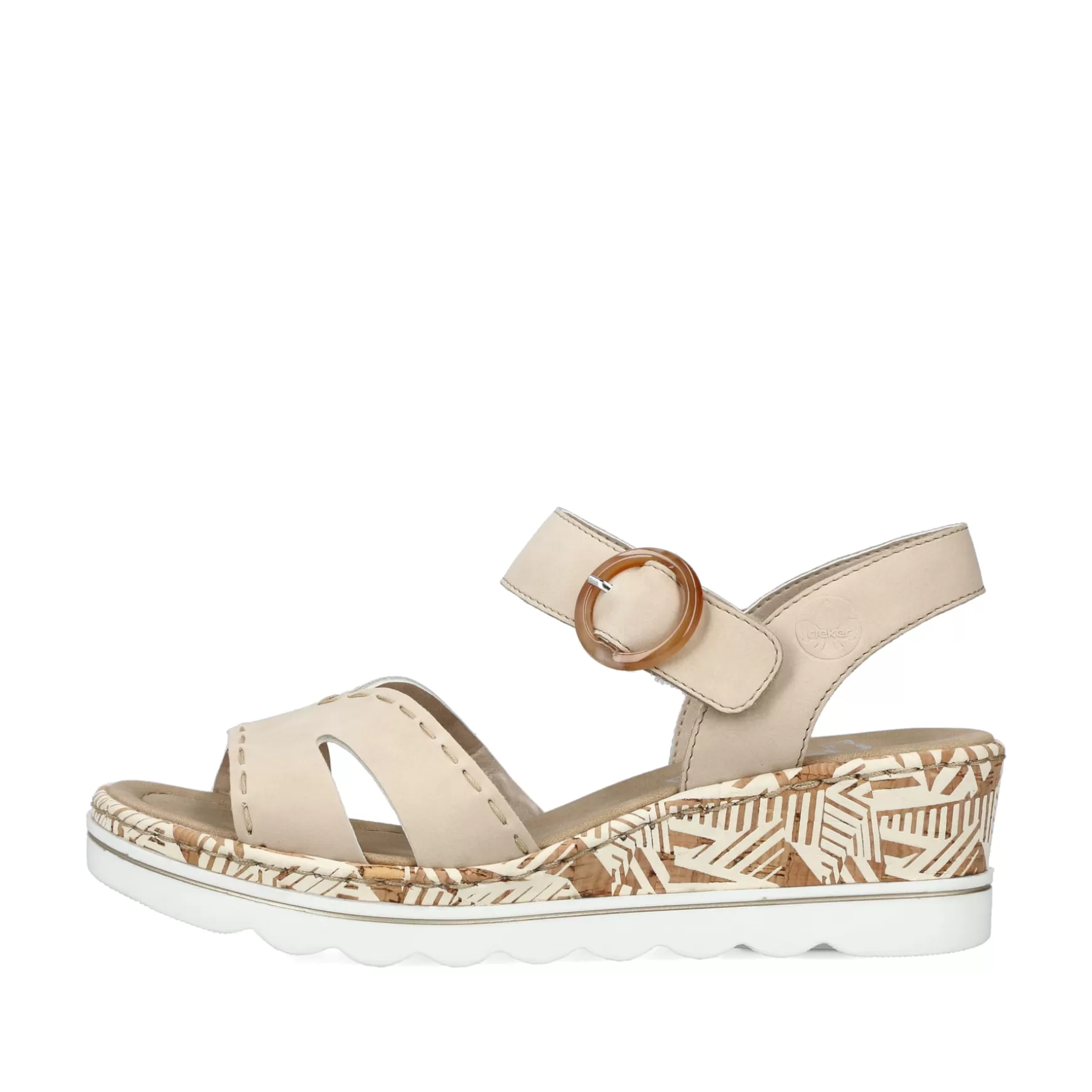 Women'S Wedge Sandals Champagne-Rieker Fashion