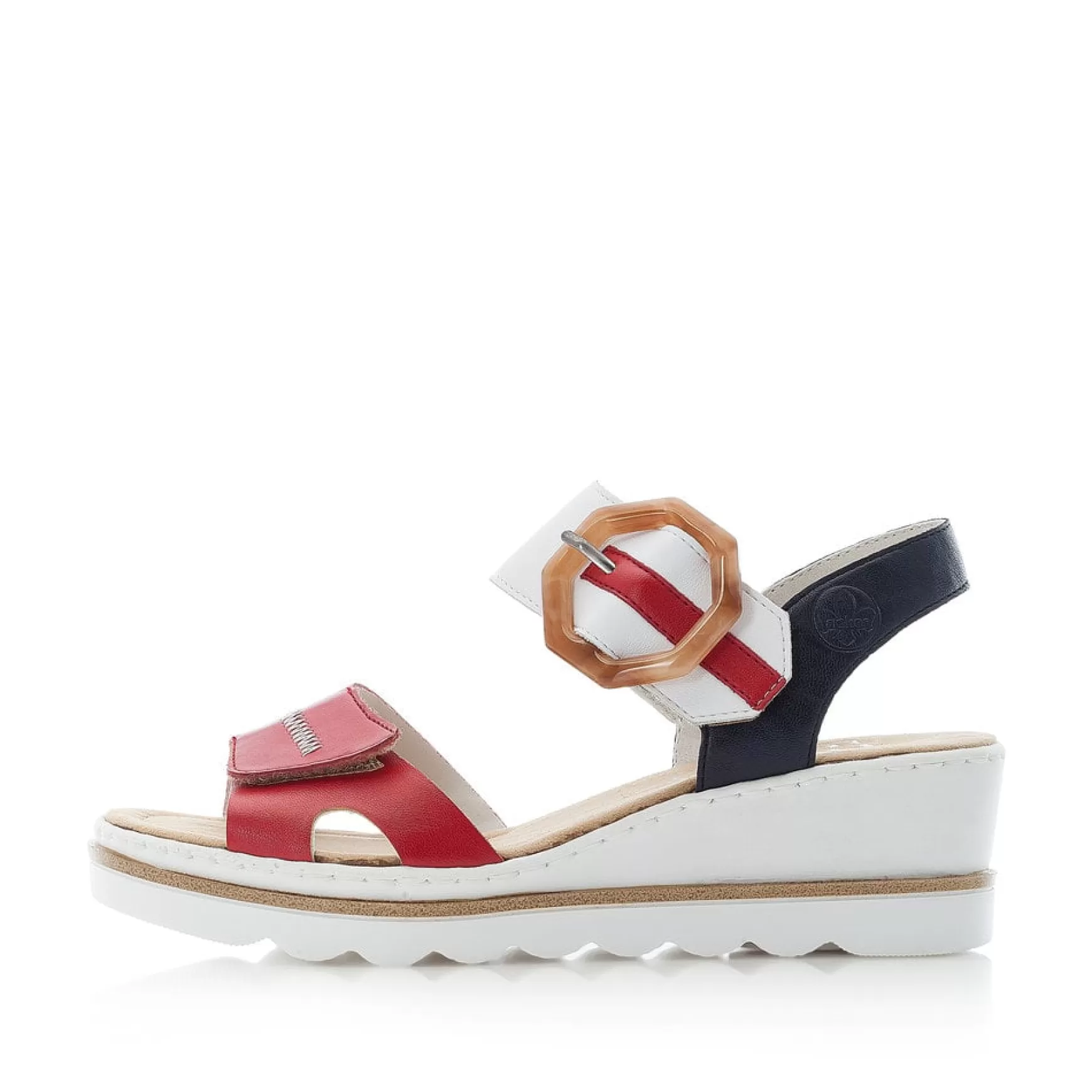 Women'S Wedge Sandals Fire Red-Pure White-Rieker Hot