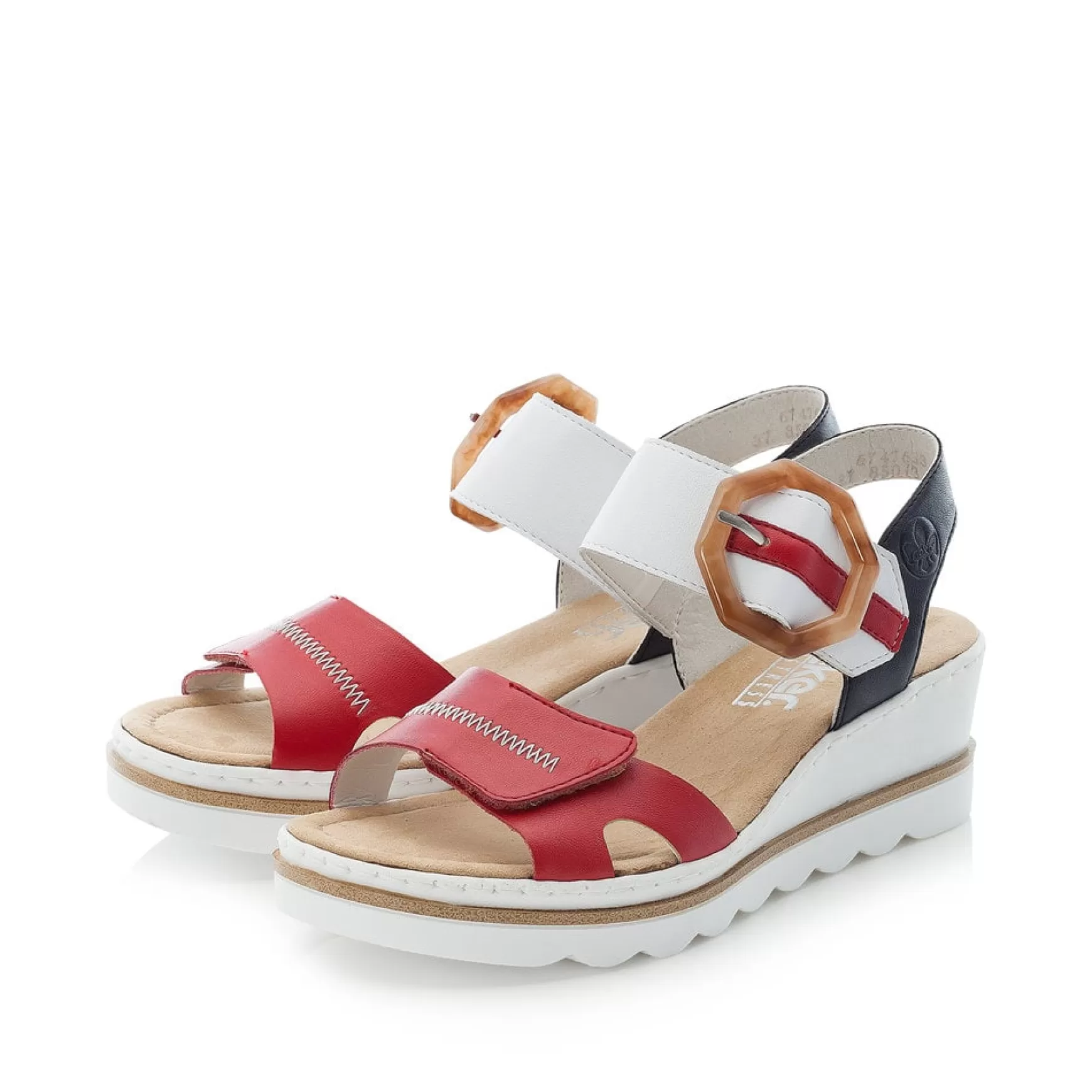 Women'S Wedge Sandals Fire Red-Pure White-Rieker Hot