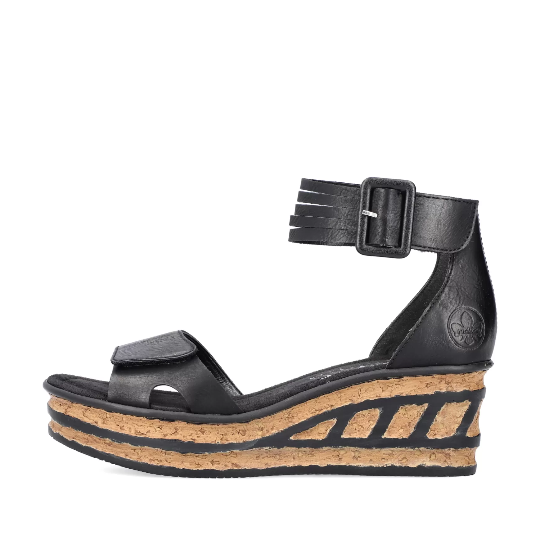 Women'S Wedge Sandals Glossy Black-Rieker Cheap