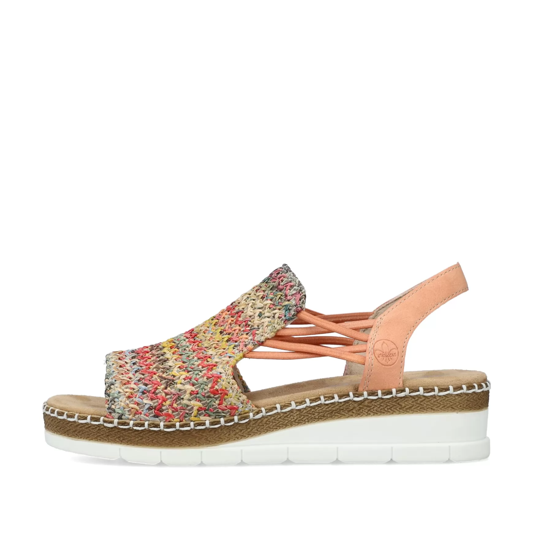 Women'S Wedge Sandals In Multi-Salmon Colors-Rieker Cheap