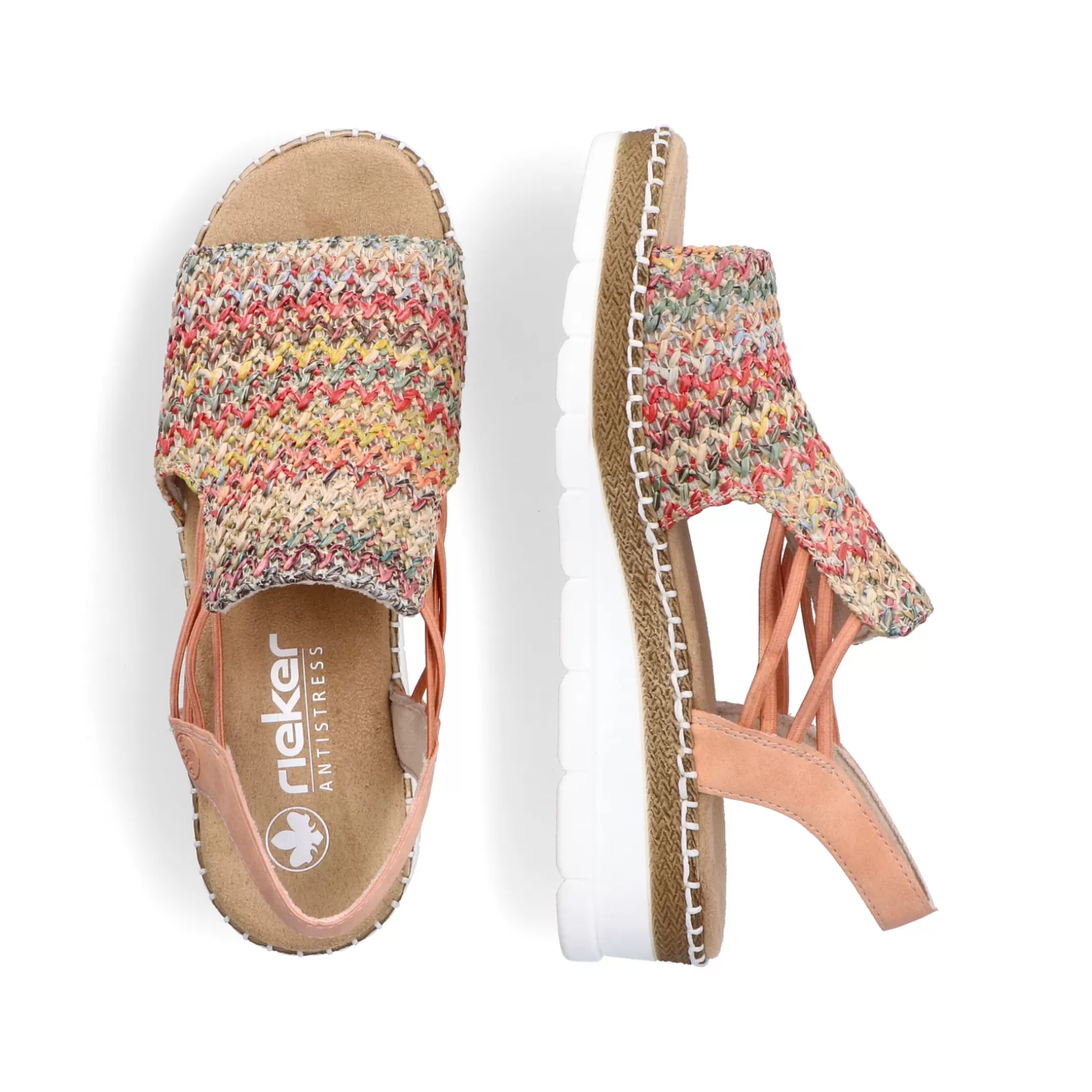 Women'S Wedge Sandals In Multi-Salmon Colors-Rieker Cheap