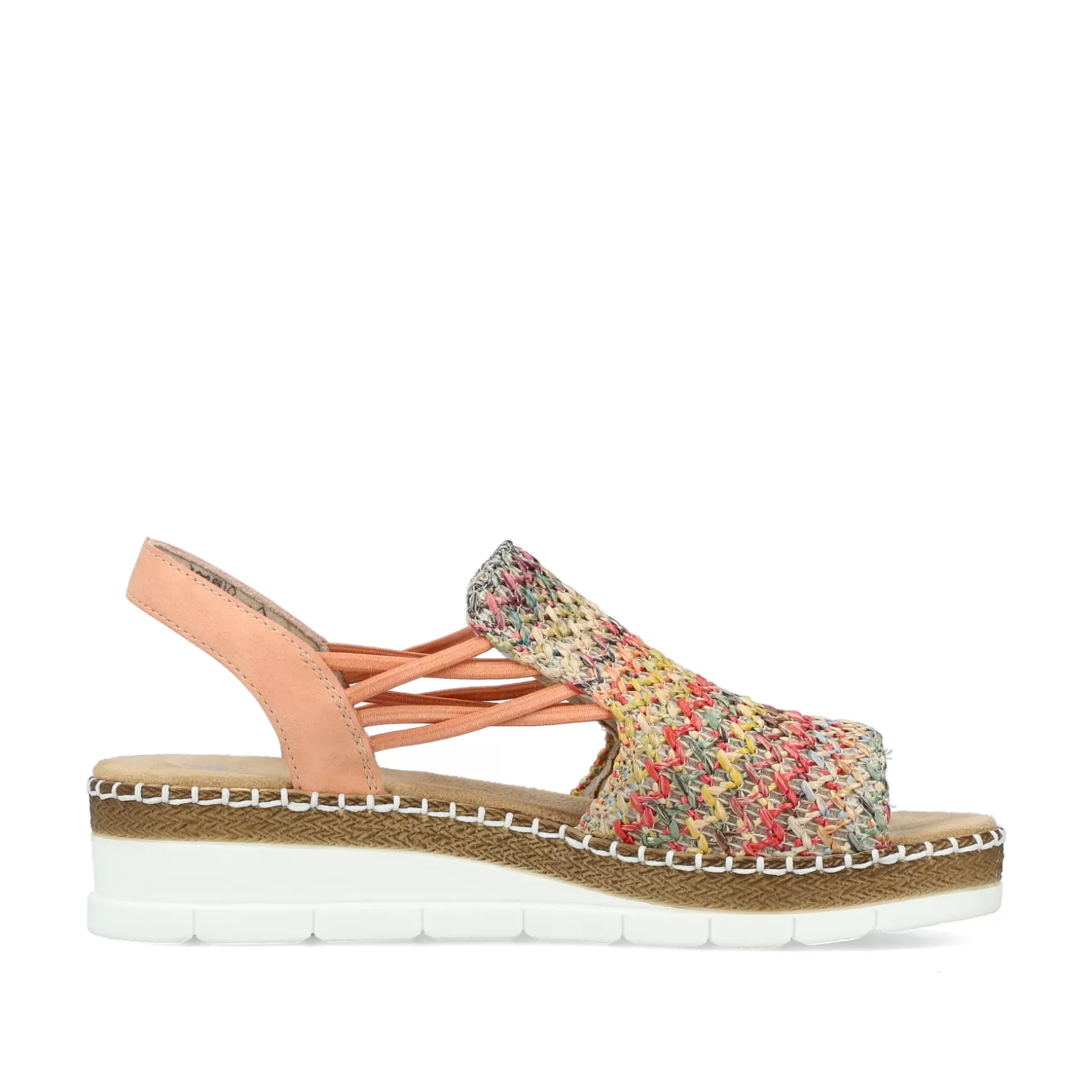 Women'S Wedge Sandals In Multi-Salmon Colors-Rieker Cheap