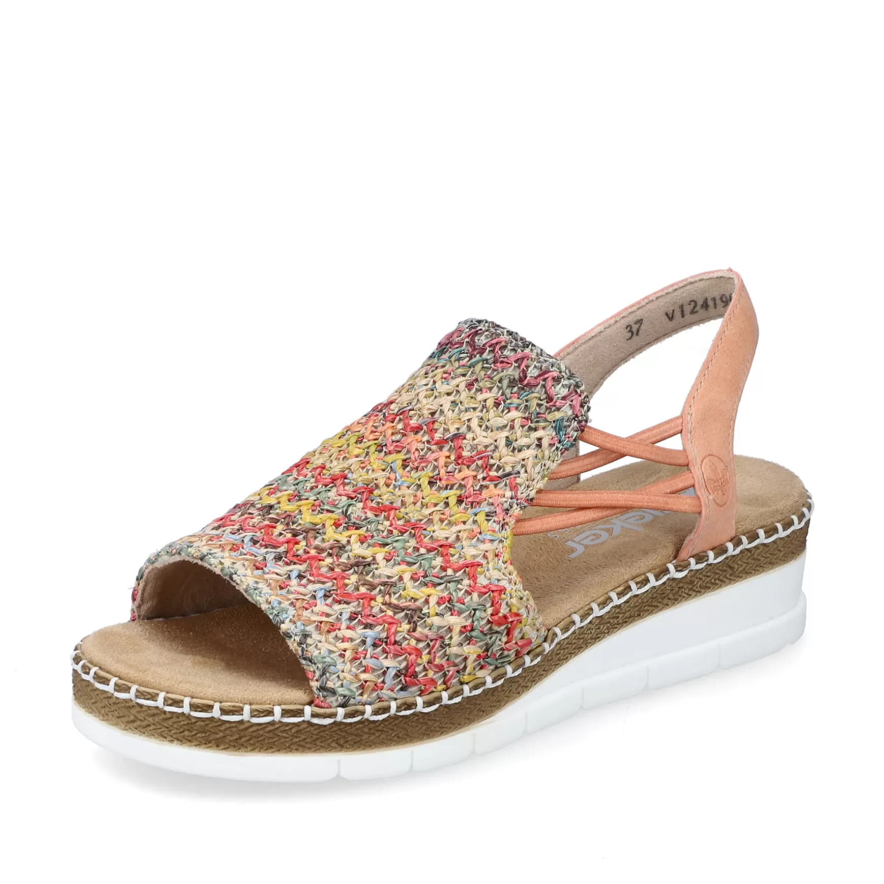 Women'S Wedge Sandals In Multi-Salmon Colors-Rieker Cheap