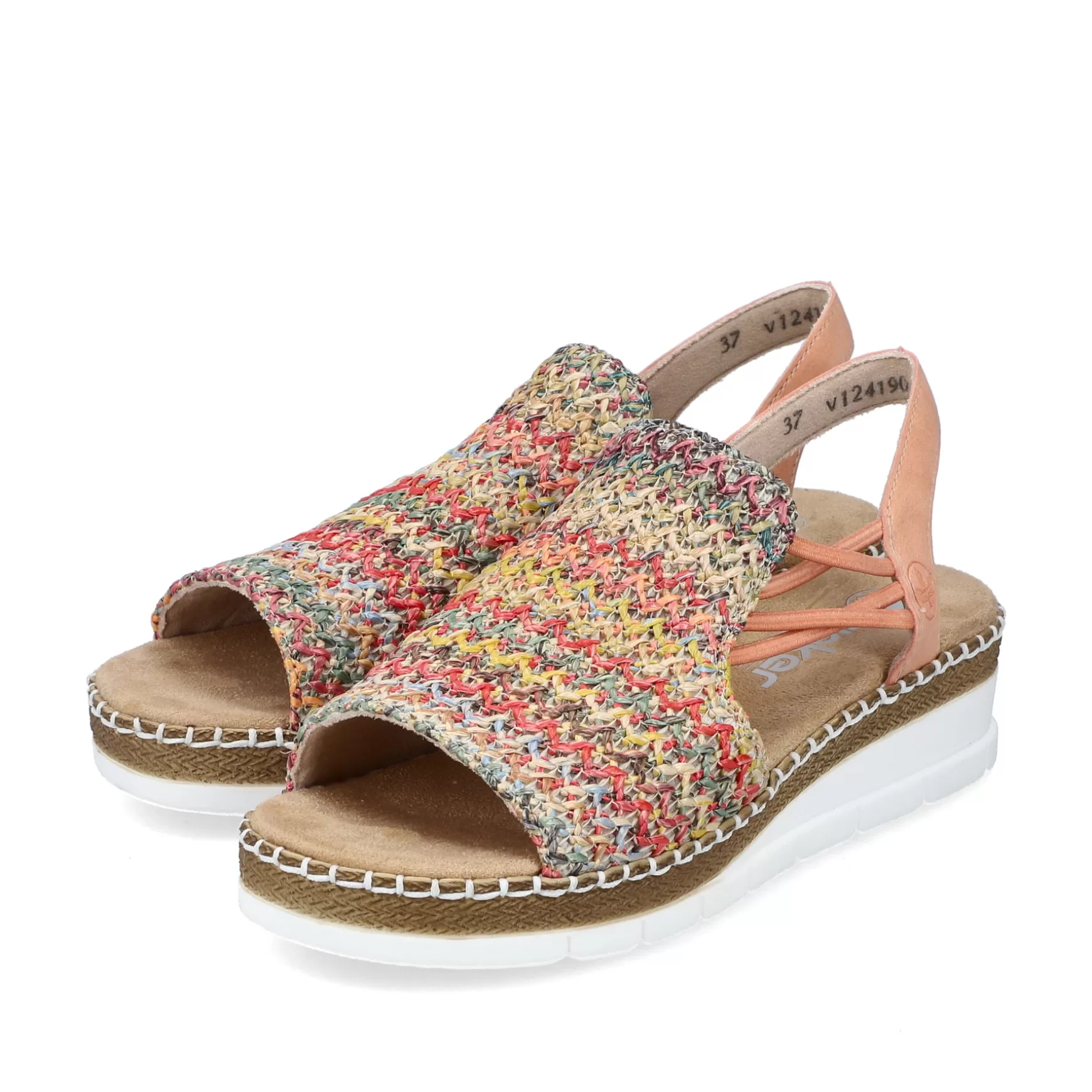 Women'S Wedge Sandals In Multi-Salmon Colors-Rieker Cheap