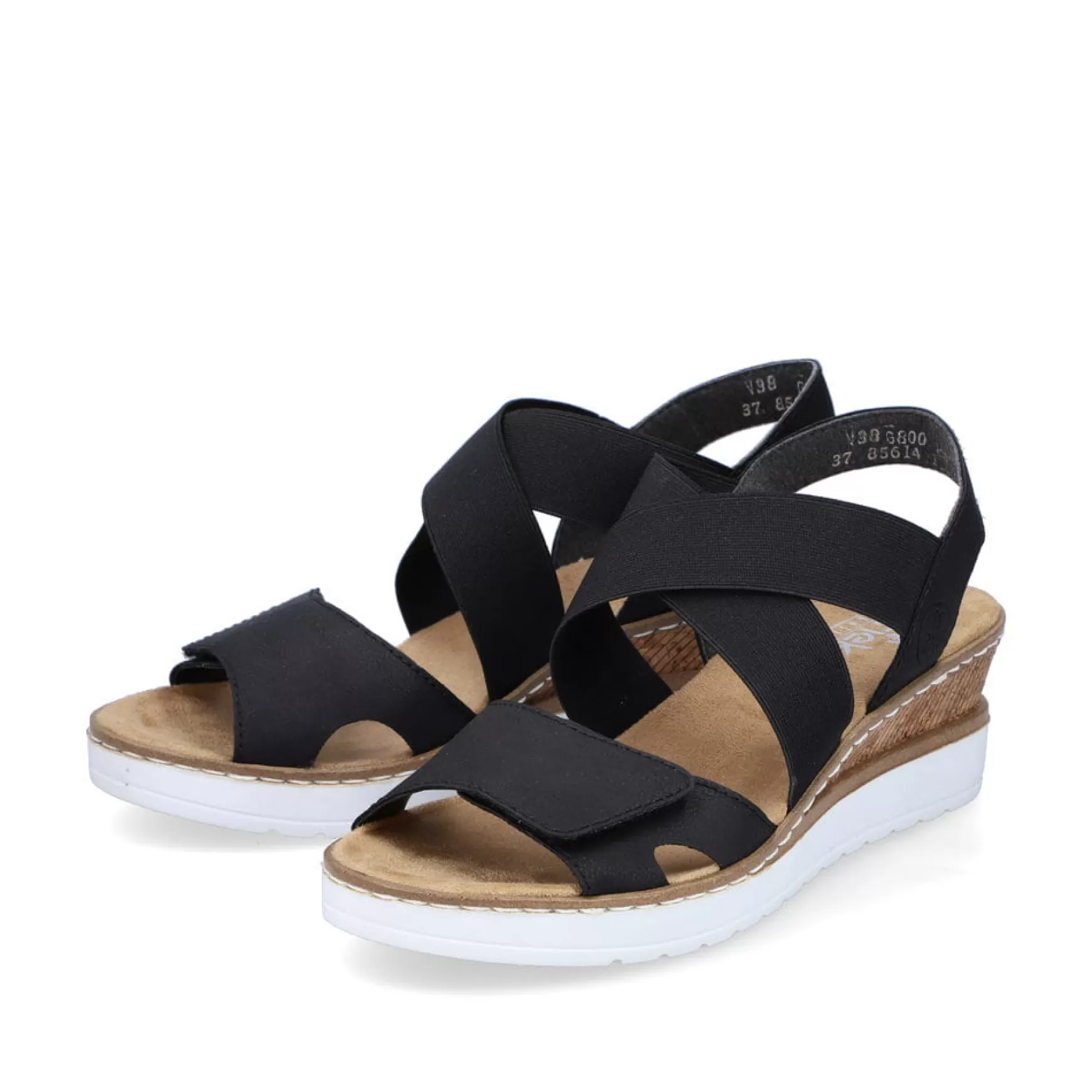 Women'S Wedge Sandals Jet Black-Rieker Clearance