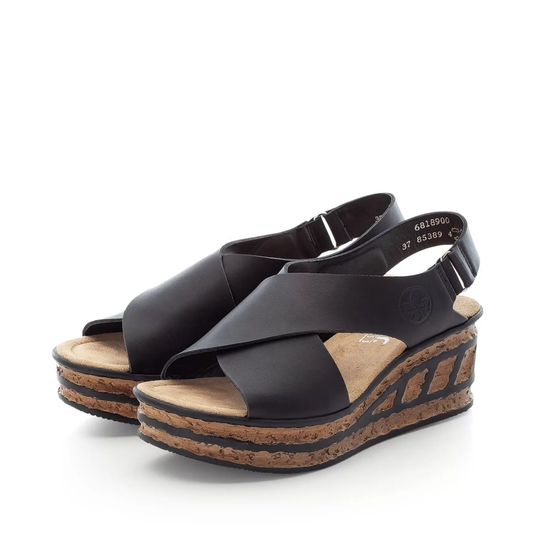 Women'S Wedge Sandals Jet Black-Rieker Clearance