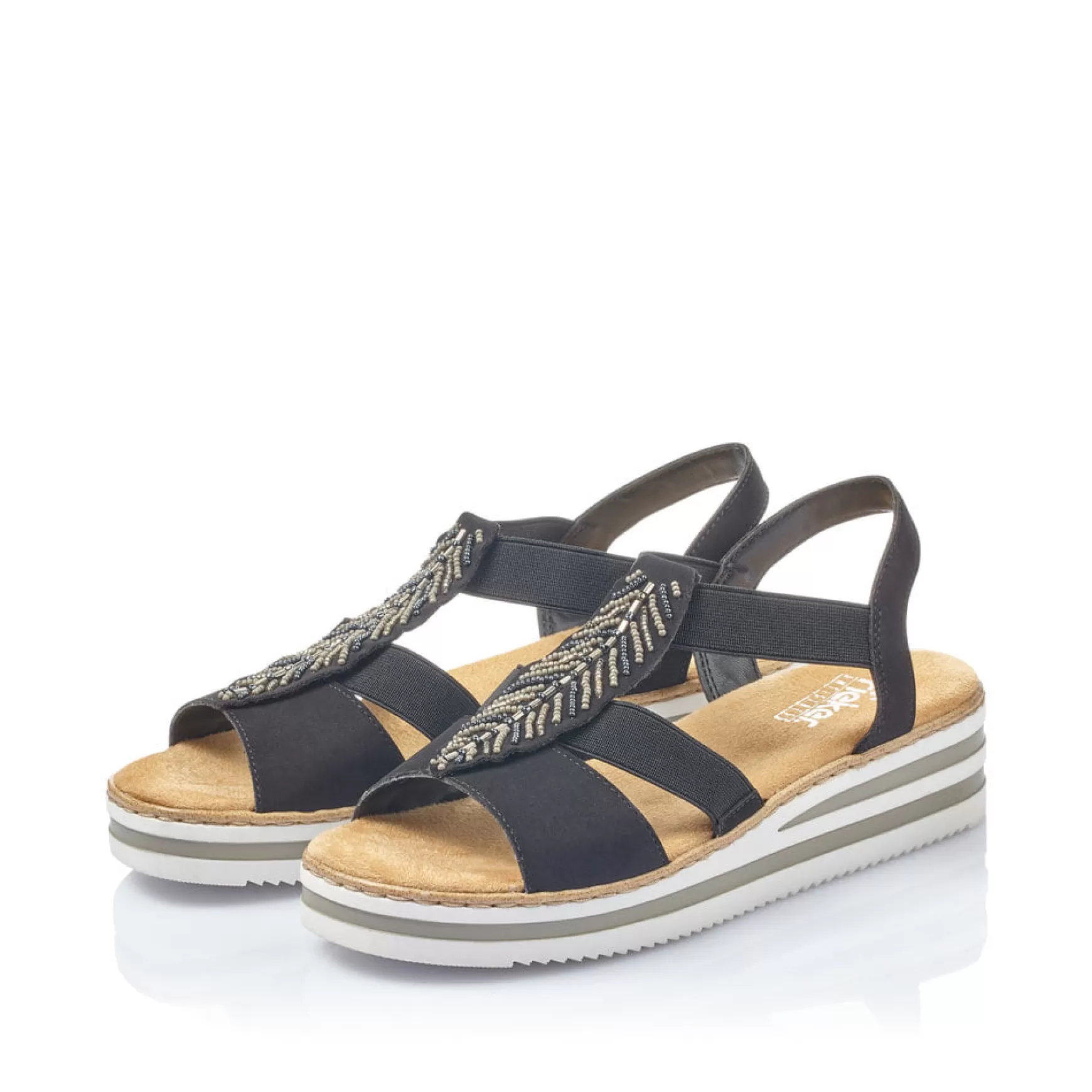 Women'S Wedge Sandals Jet Black-Rieker Clearance