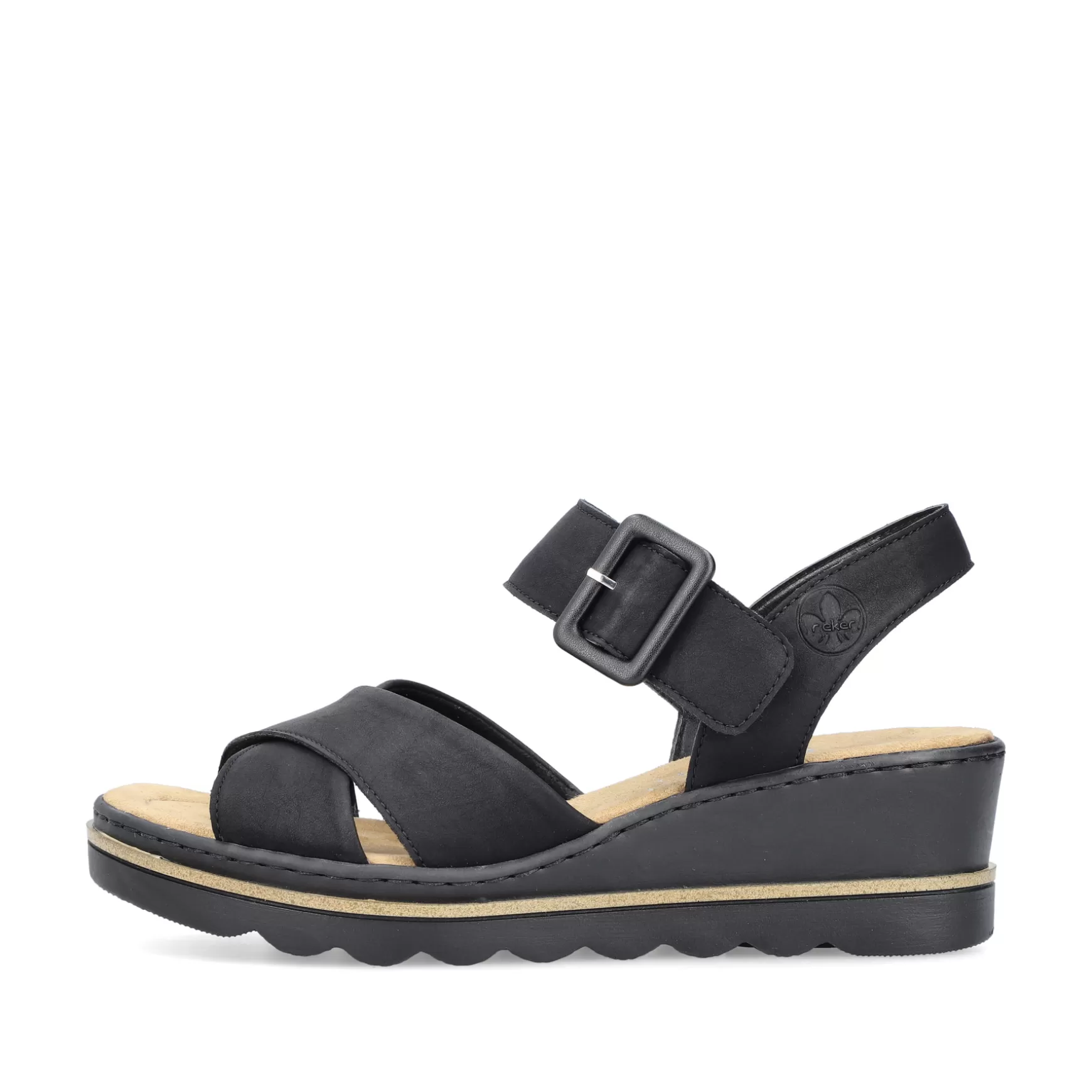 Women'S Wedge Sandals Jet Black-Rieker Flash Sale