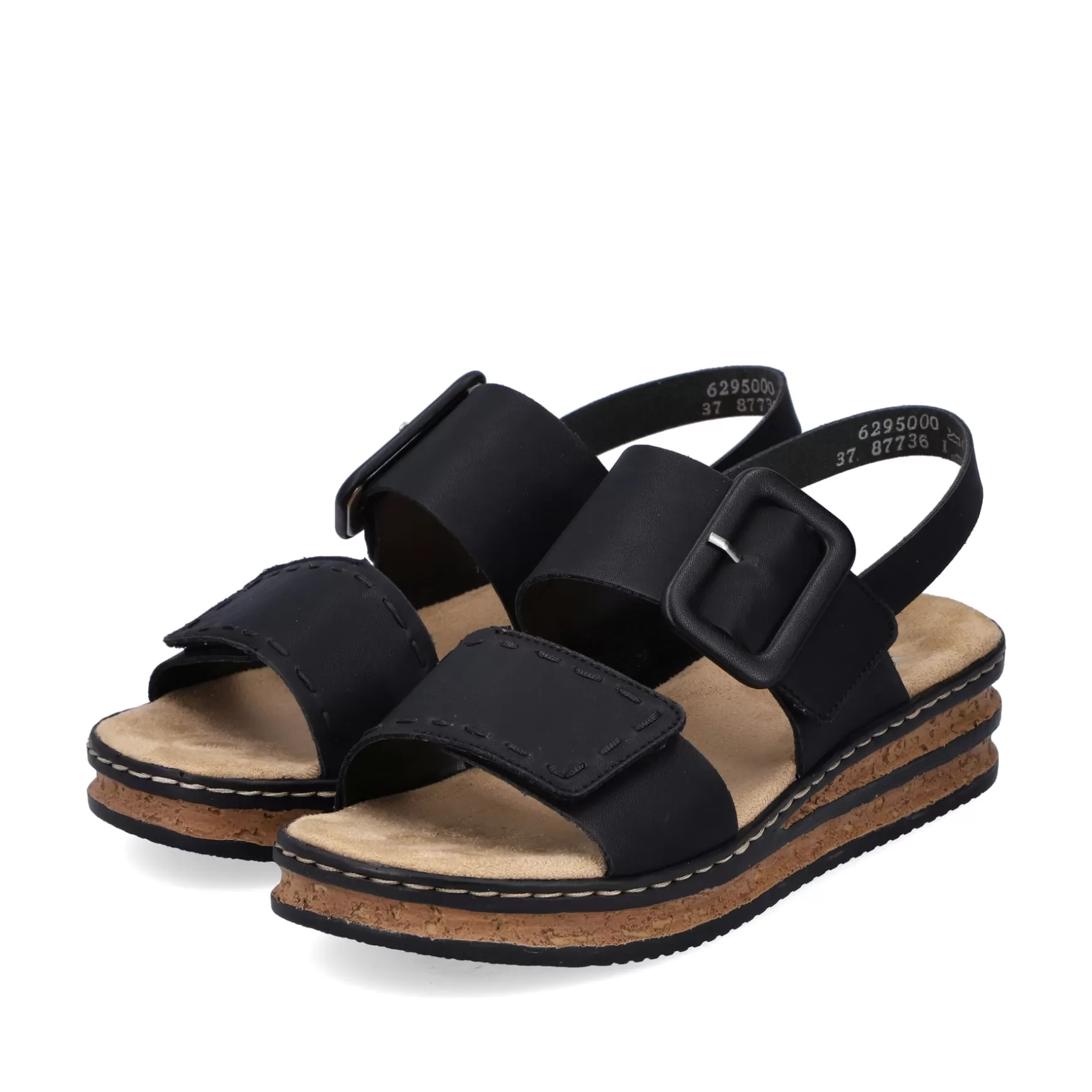 Women'S Wedge Sandals Jet Black-Rieker Outlet