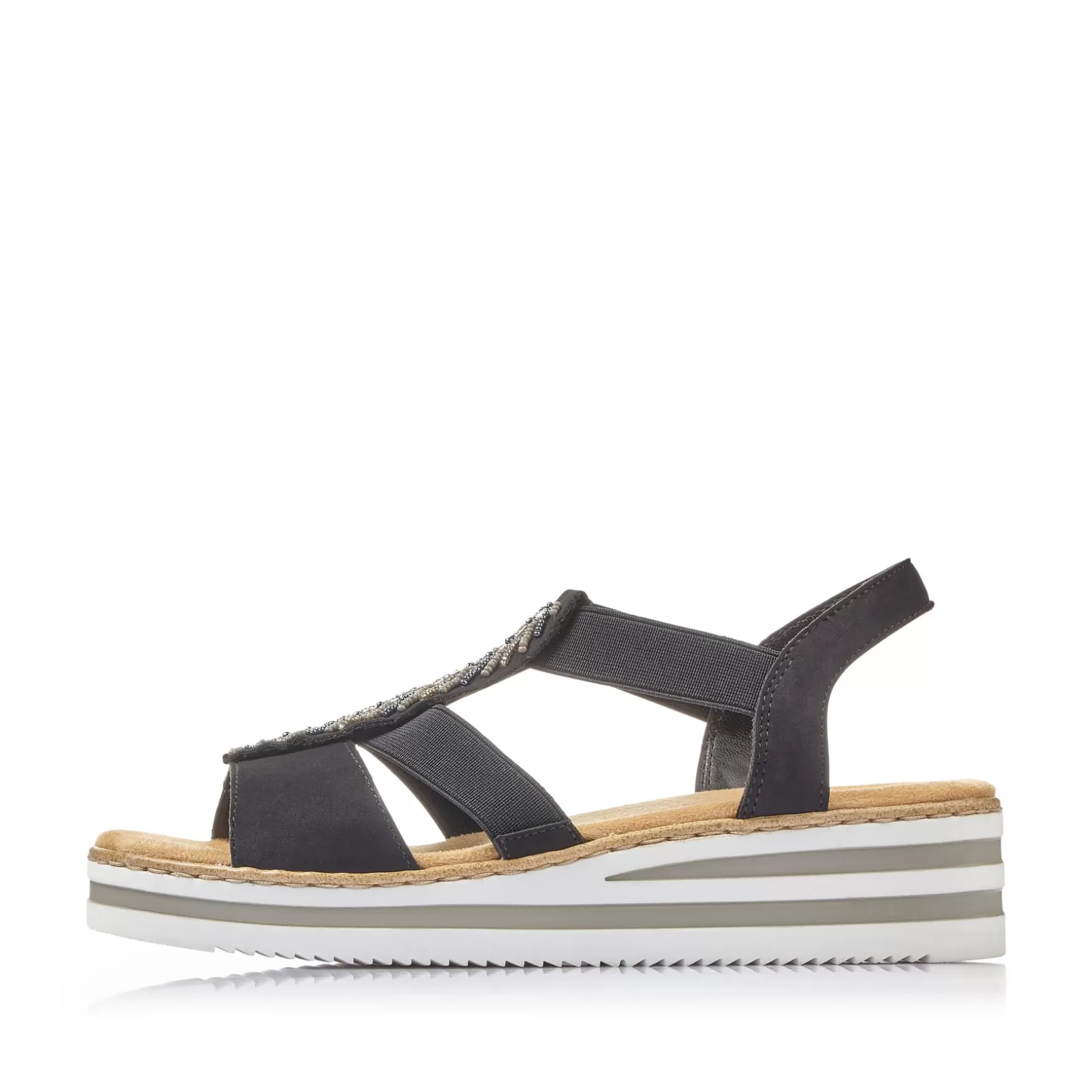 Women'S Wedge Sandals Jet Black-Rieker Clearance