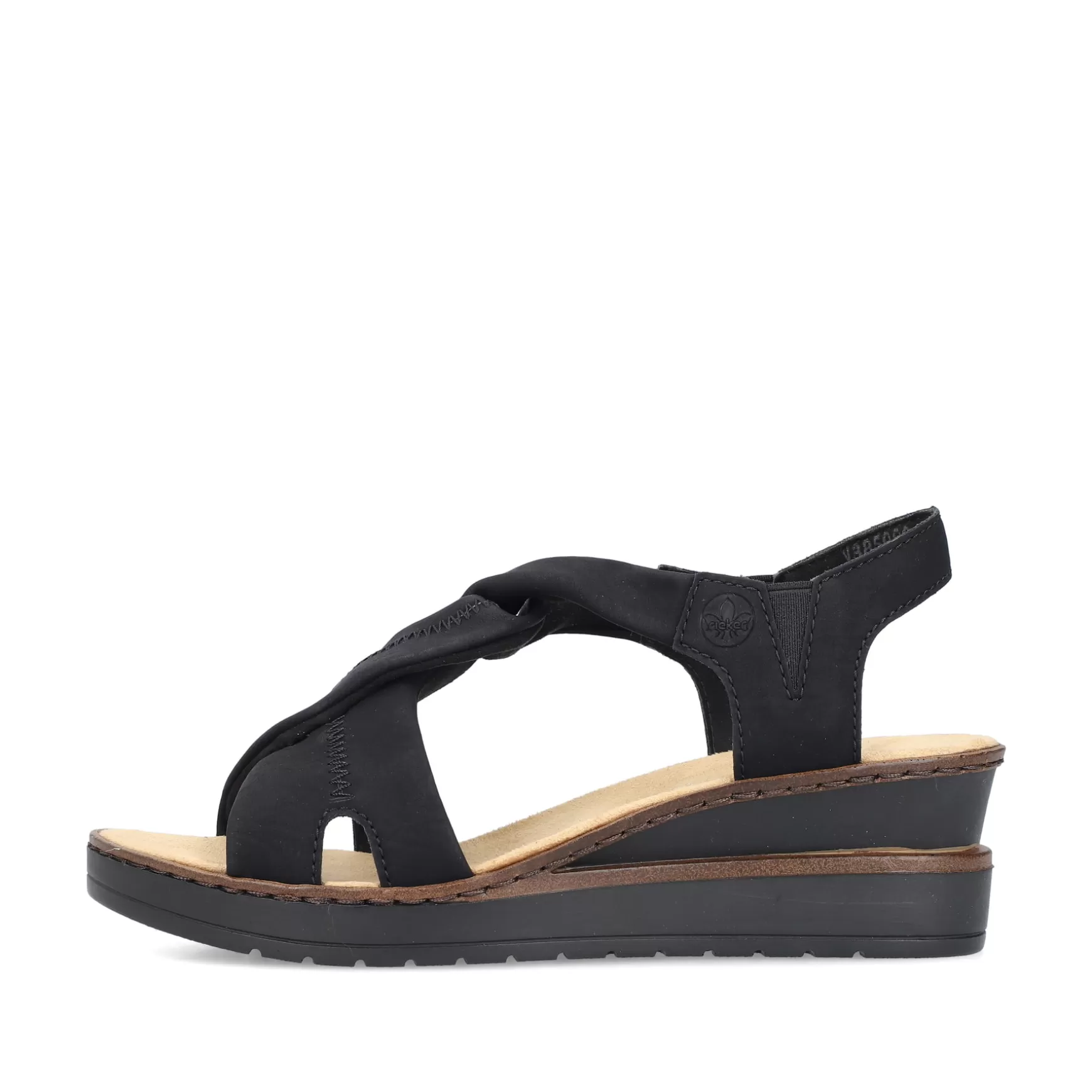 Women'S Wedge Sandals Jet Black-Rieker Discount