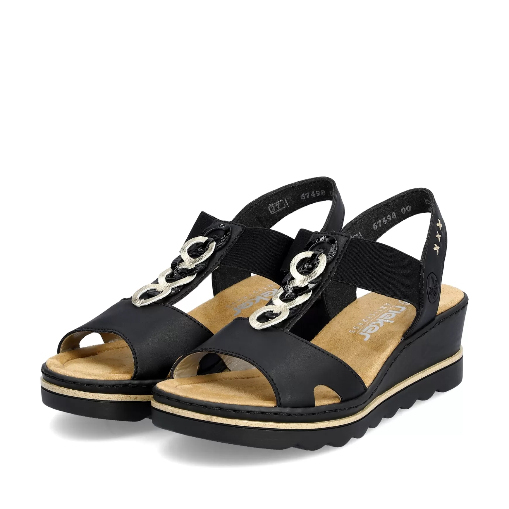 Women'S Wedge Sandals Jet Black-Rieker Online