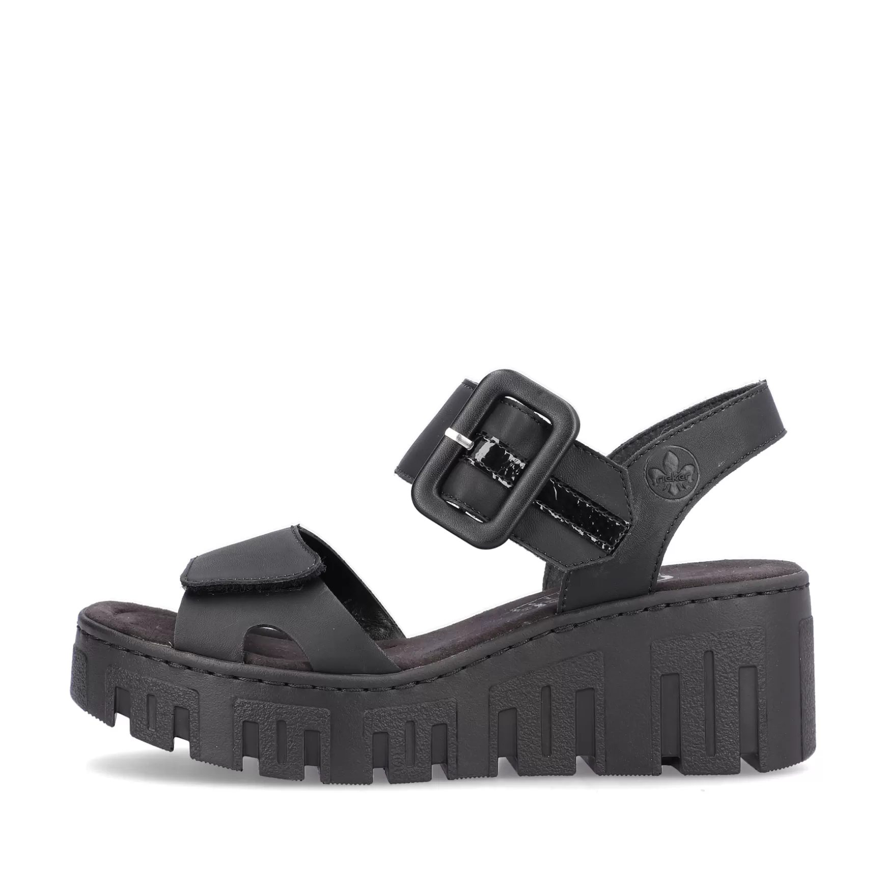 Women'S Wedge Sandals Jet Black-Rieker Sale