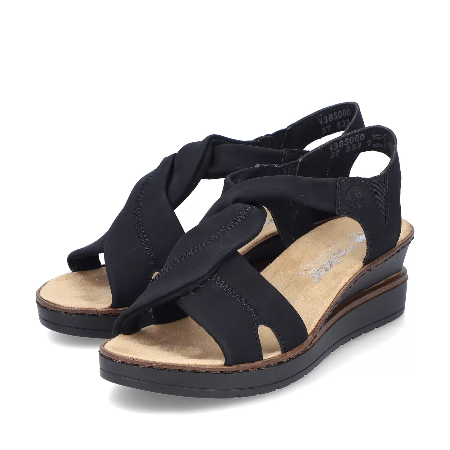 Women'S Wedge Sandals Jet Black-Rieker Discount