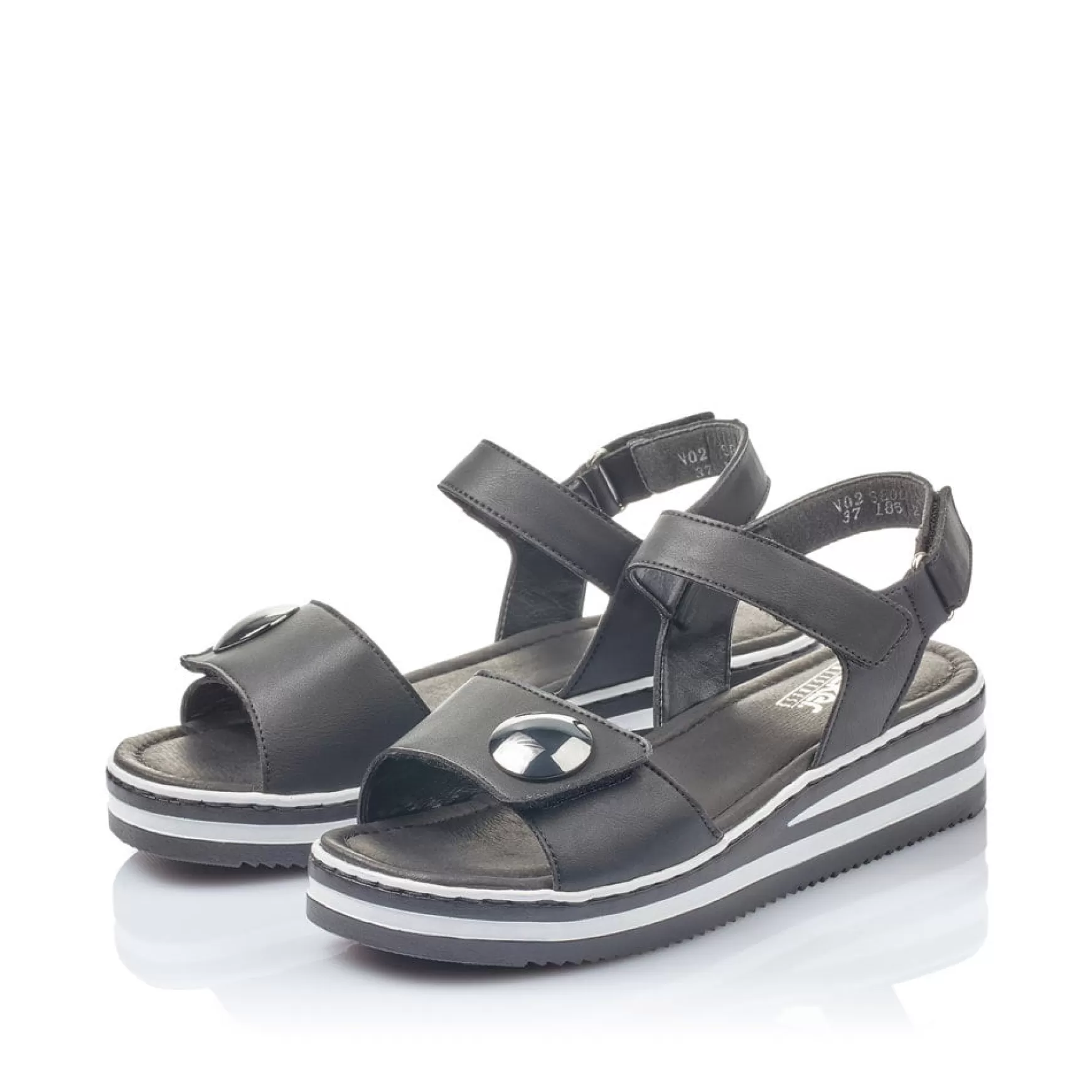 Women'S Wedge Sandals Jet Black-Rieker Outlet