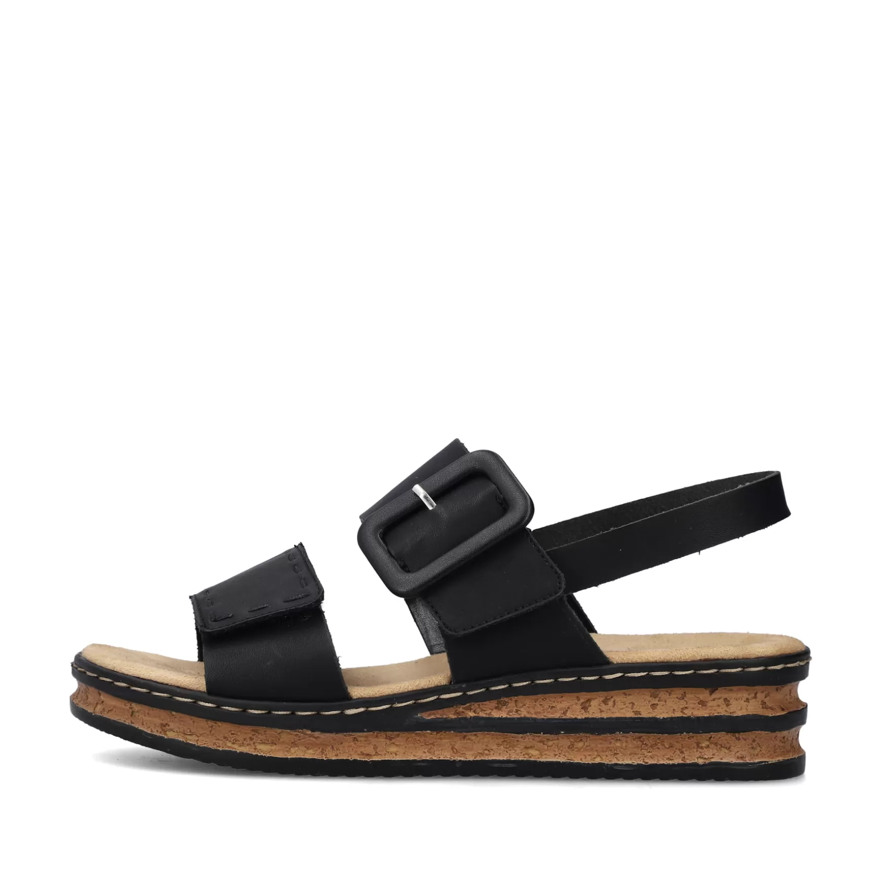 Women'S Wedge Sandals Jet Black-Rieker Outlet