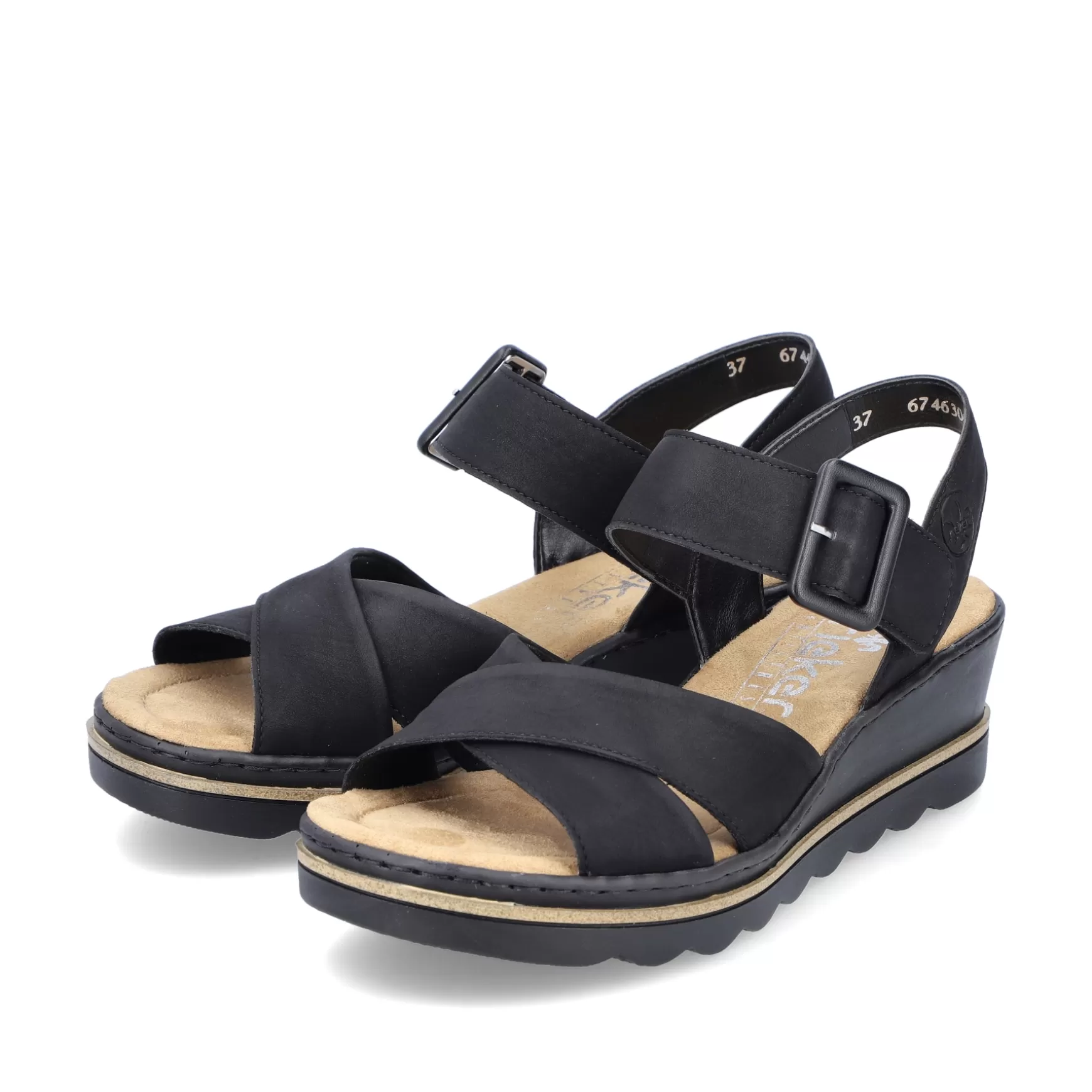 Women'S Wedge Sandals Jet Black-Rieker Flash Sale