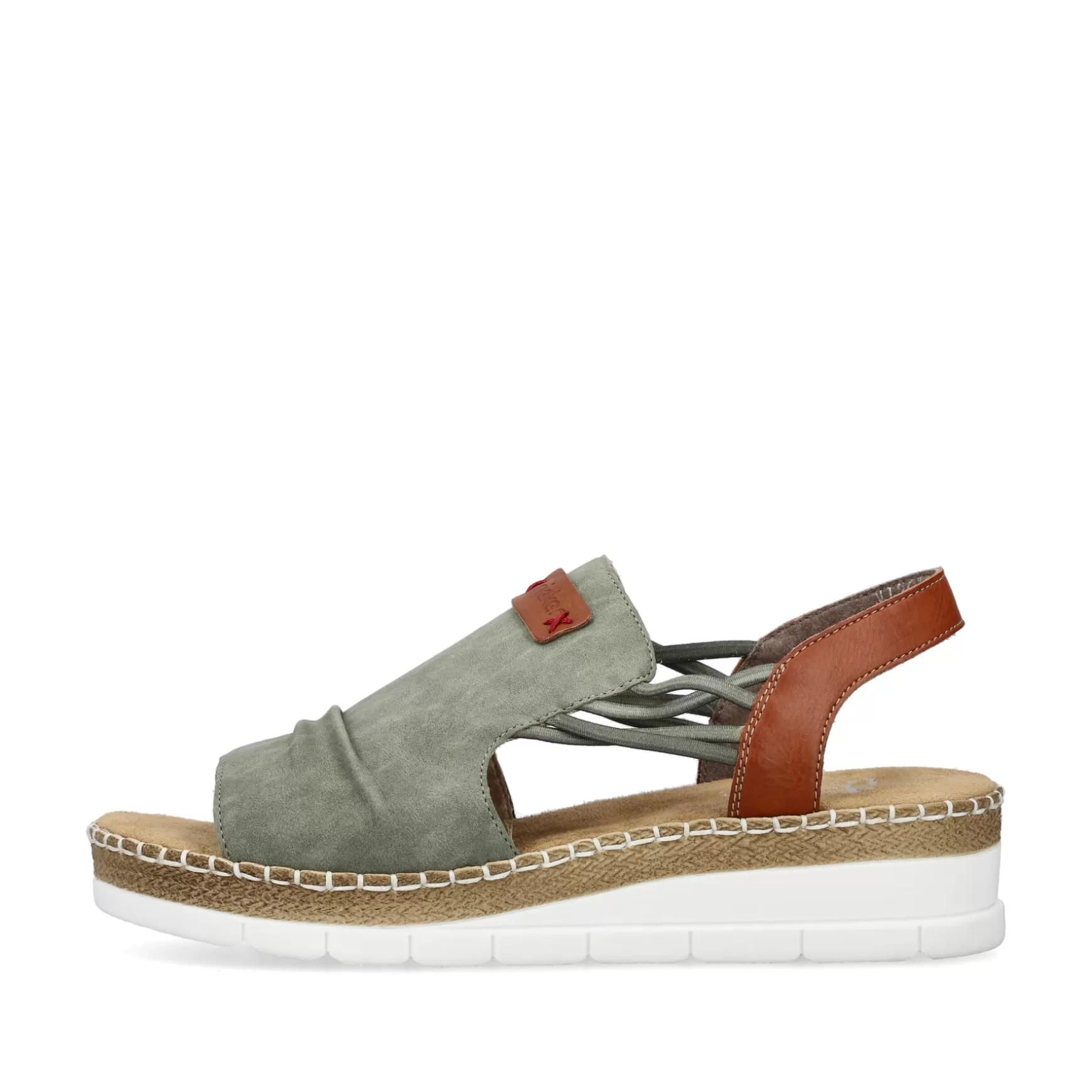 Women'S Wedge Sandals Khaki Green-Rieker Cheap