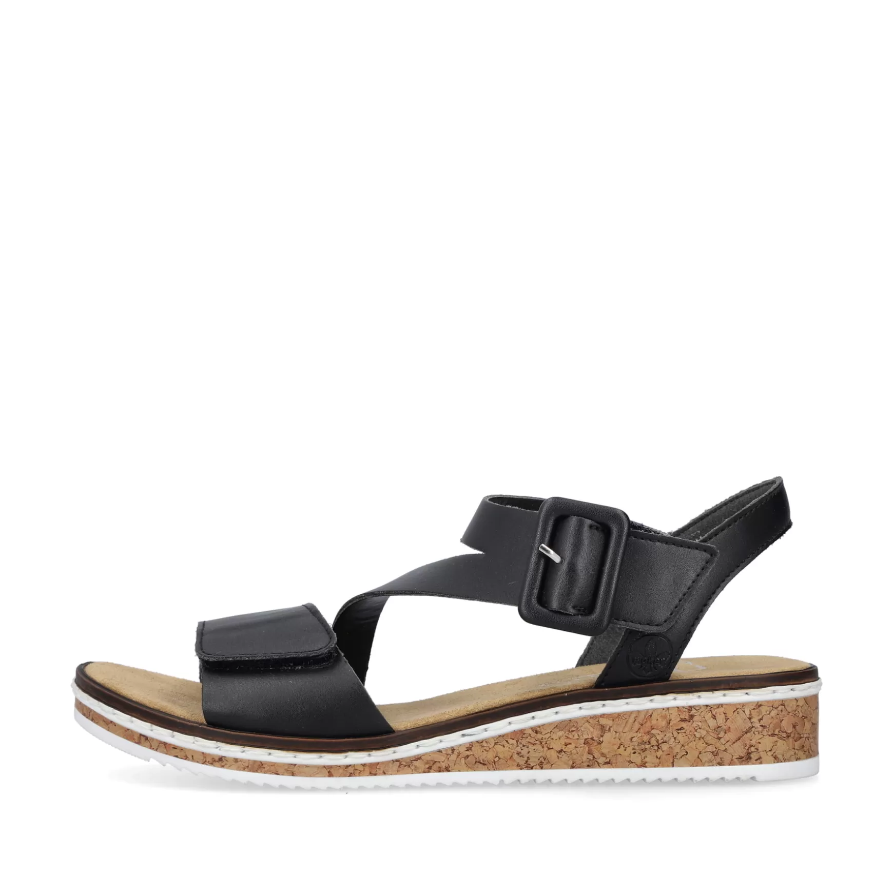 Women'S Wedge Sandals Matt Black-Rieker Cheap