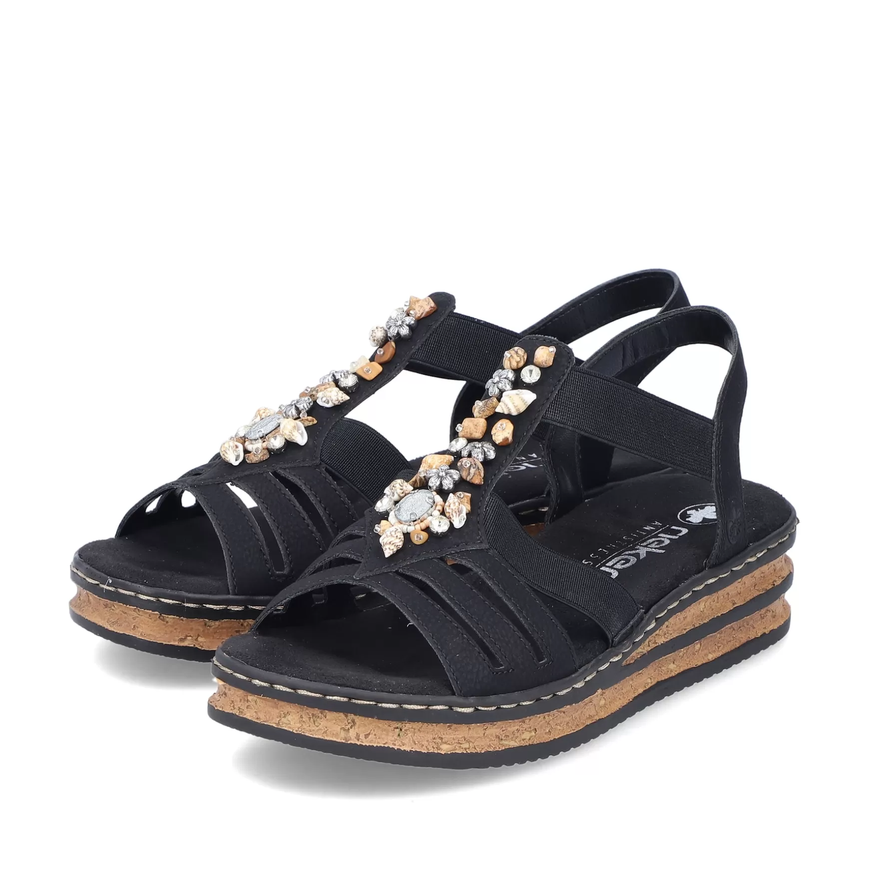 Women'S Wedge Sandals Midnight Black-Rieker Clearance