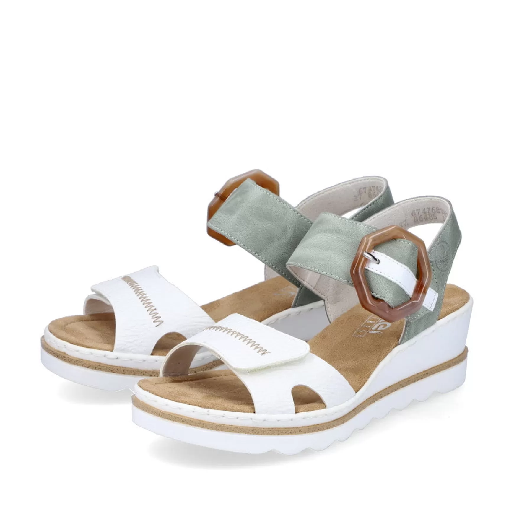 Women'S Wedge Sandals Mint Green-Lily White-Rieker Shop