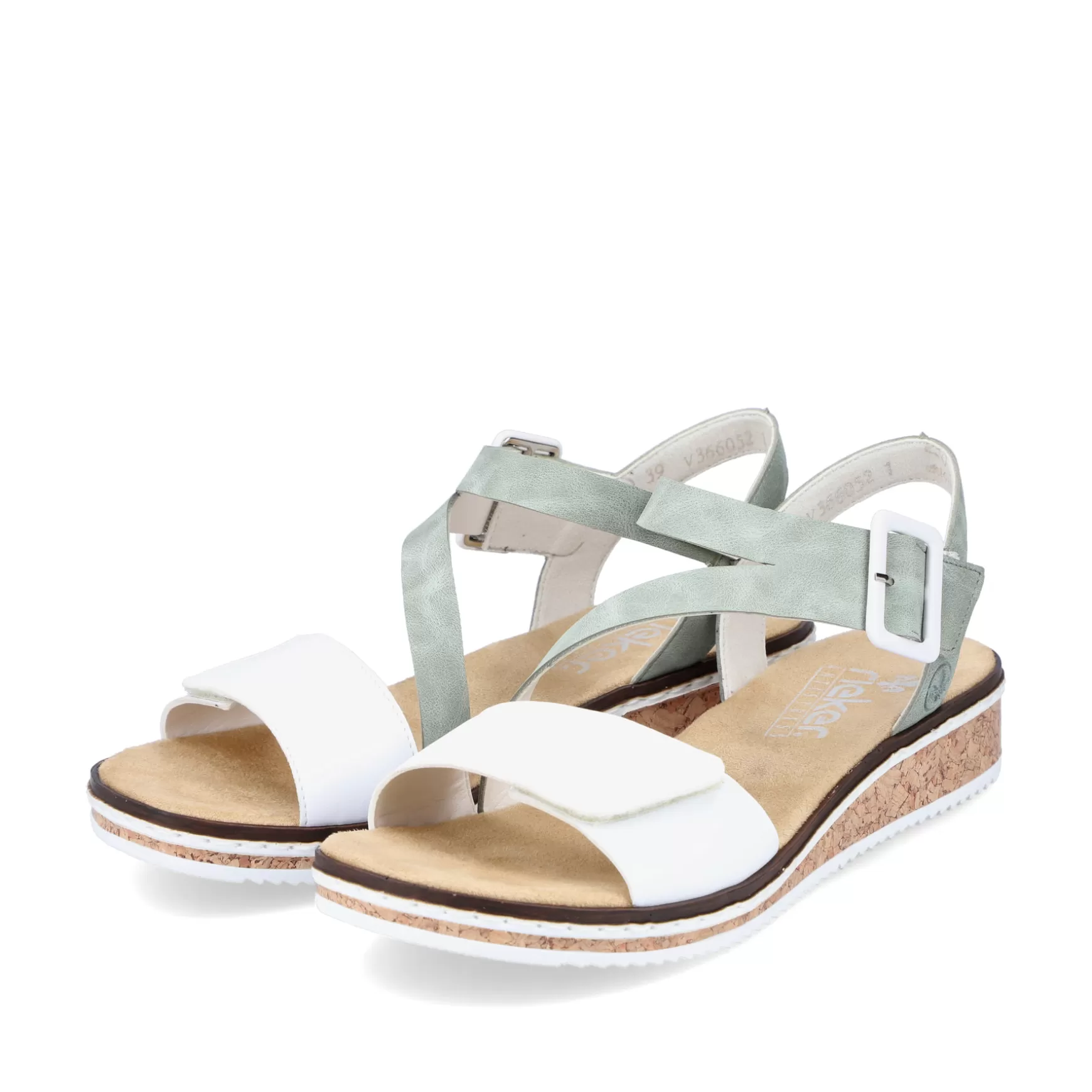 Women'S Wedge Sandals Mint Green-Pearl White-Rieker Hot