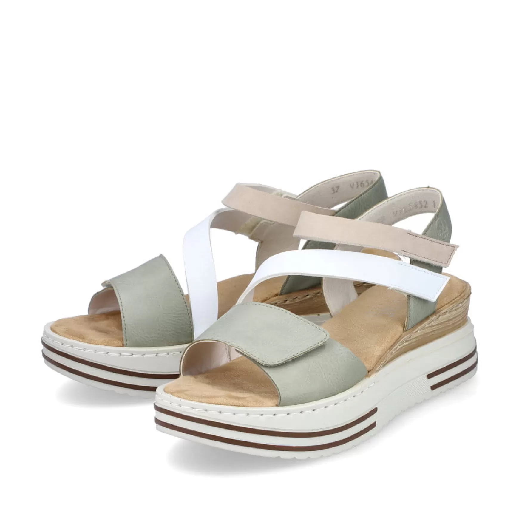 Women'S Wedge Sandals Mint Green-White-Beige-Rieker New