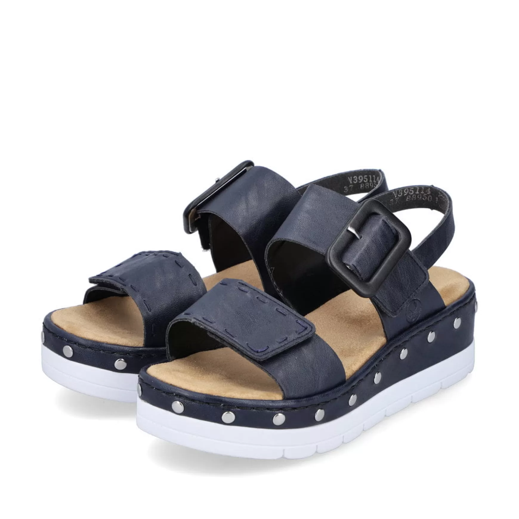 Women'S Wedge Sandals Navy Blue-Rieker Best Sale