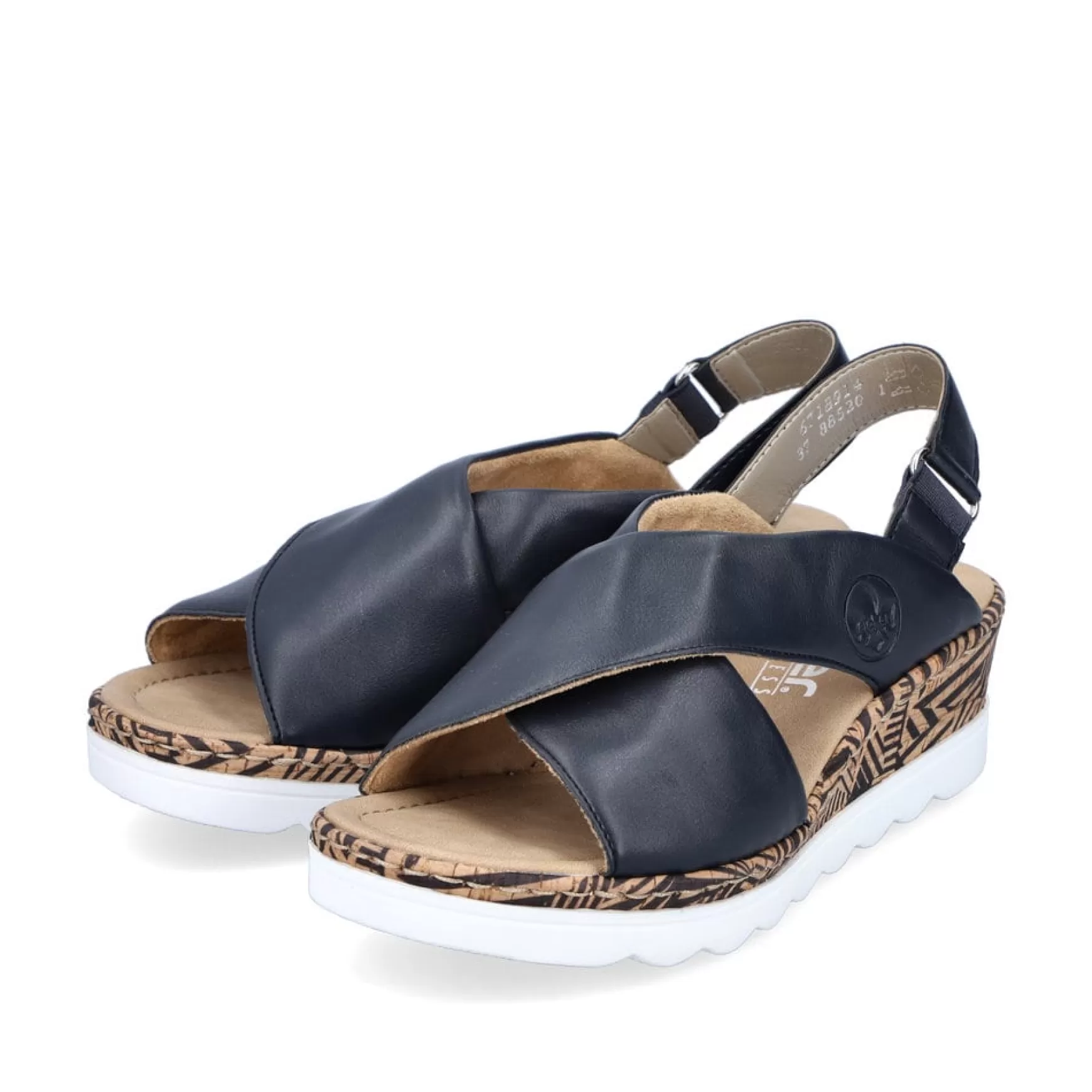 Women'S Wedge Sandals Navy Blue-Rieker Outlet