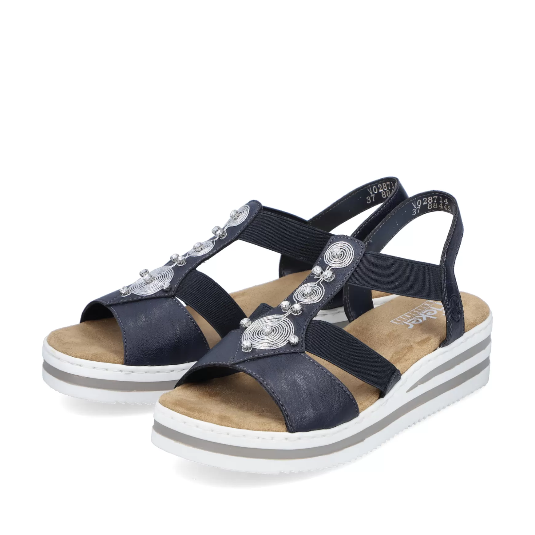 Women'S Wedge Sandals Navy Blue-Rieker Fashion