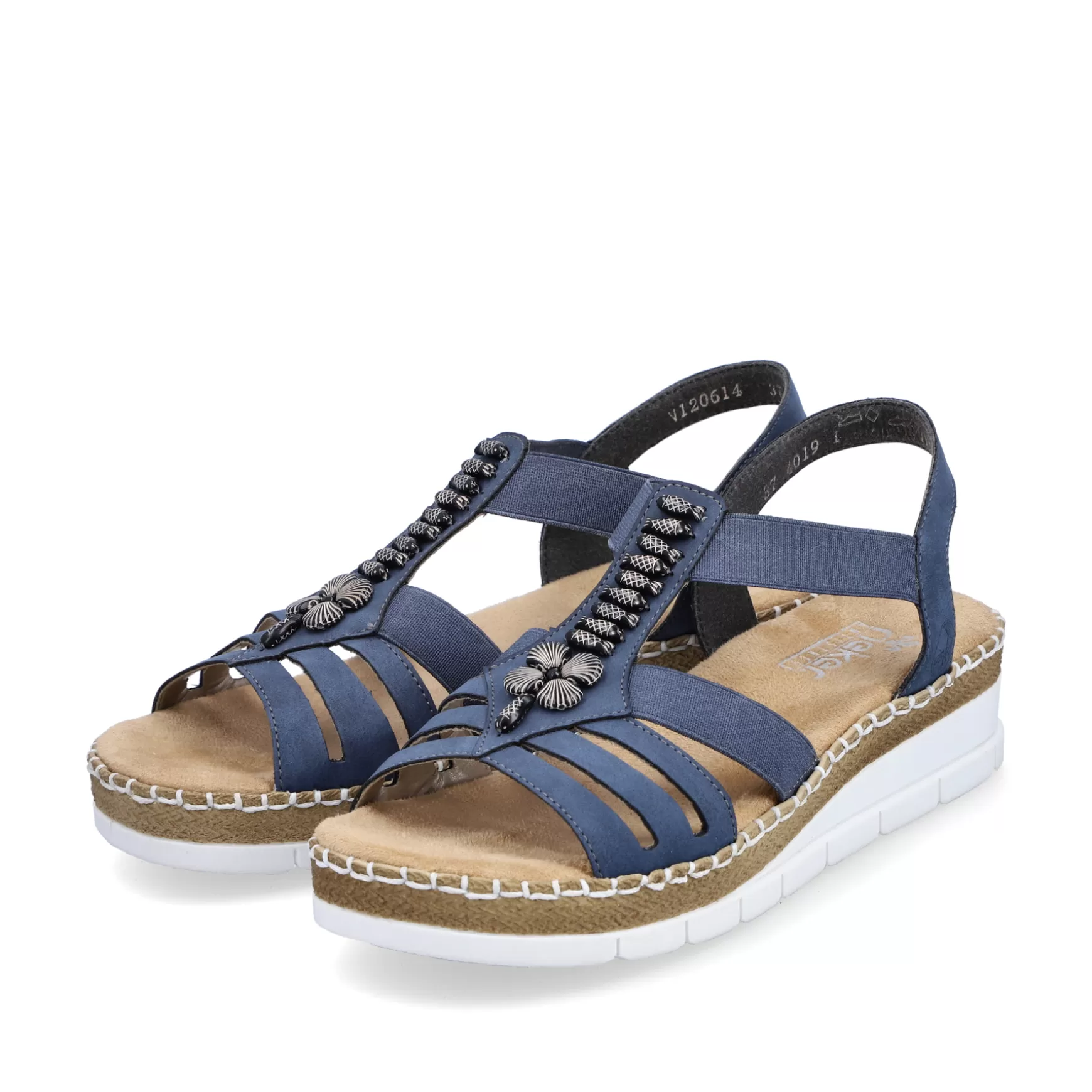 Women'S Wedge Sandals Pacific Blue-Rieker Cheap