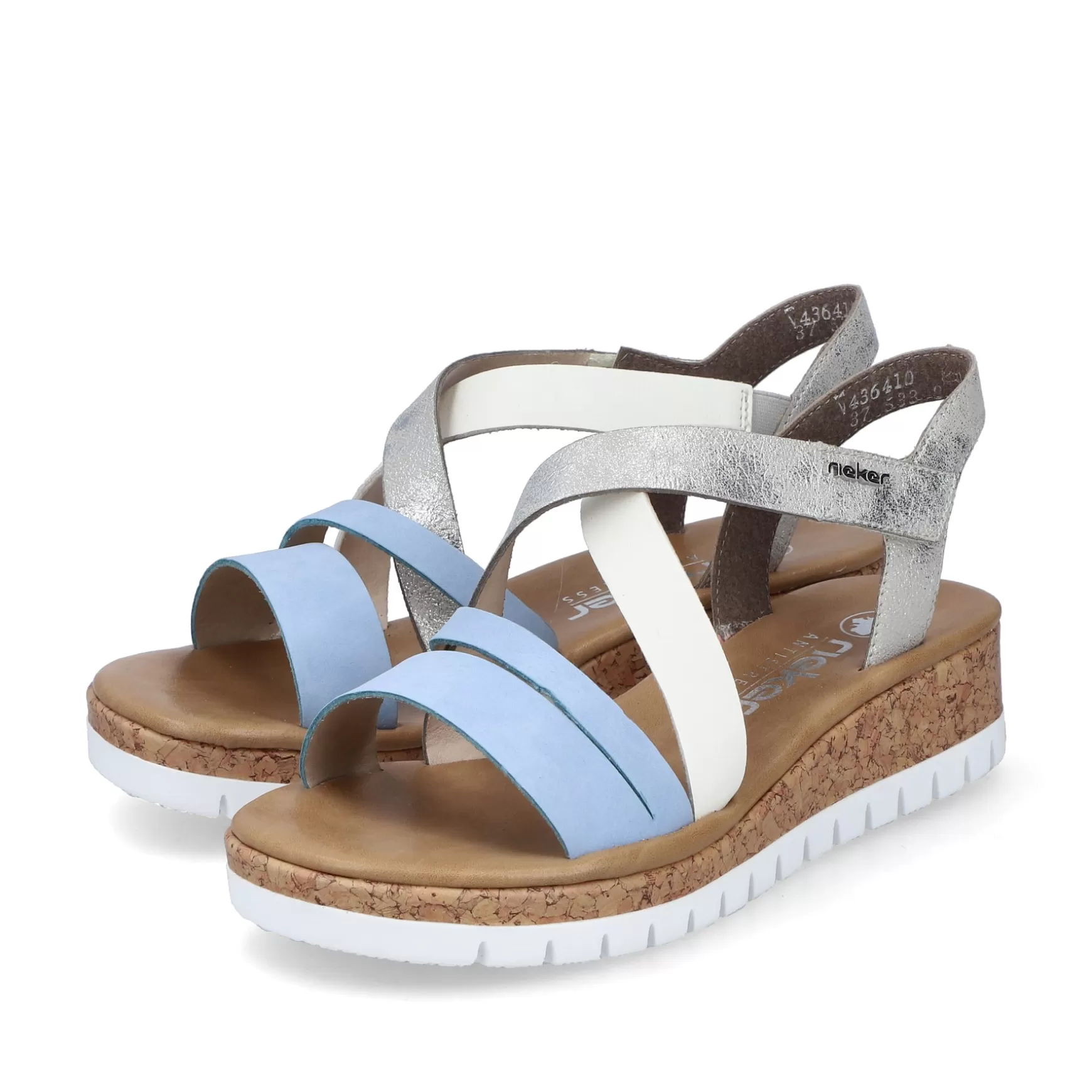 Women'S Wedge Sandals Pastel Blue-Rieker Clearance