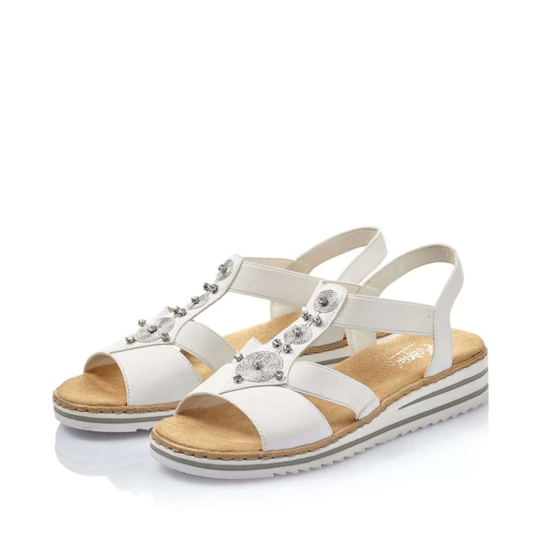 Women'S Wedge Sandals Pure White-Rieker Cheap