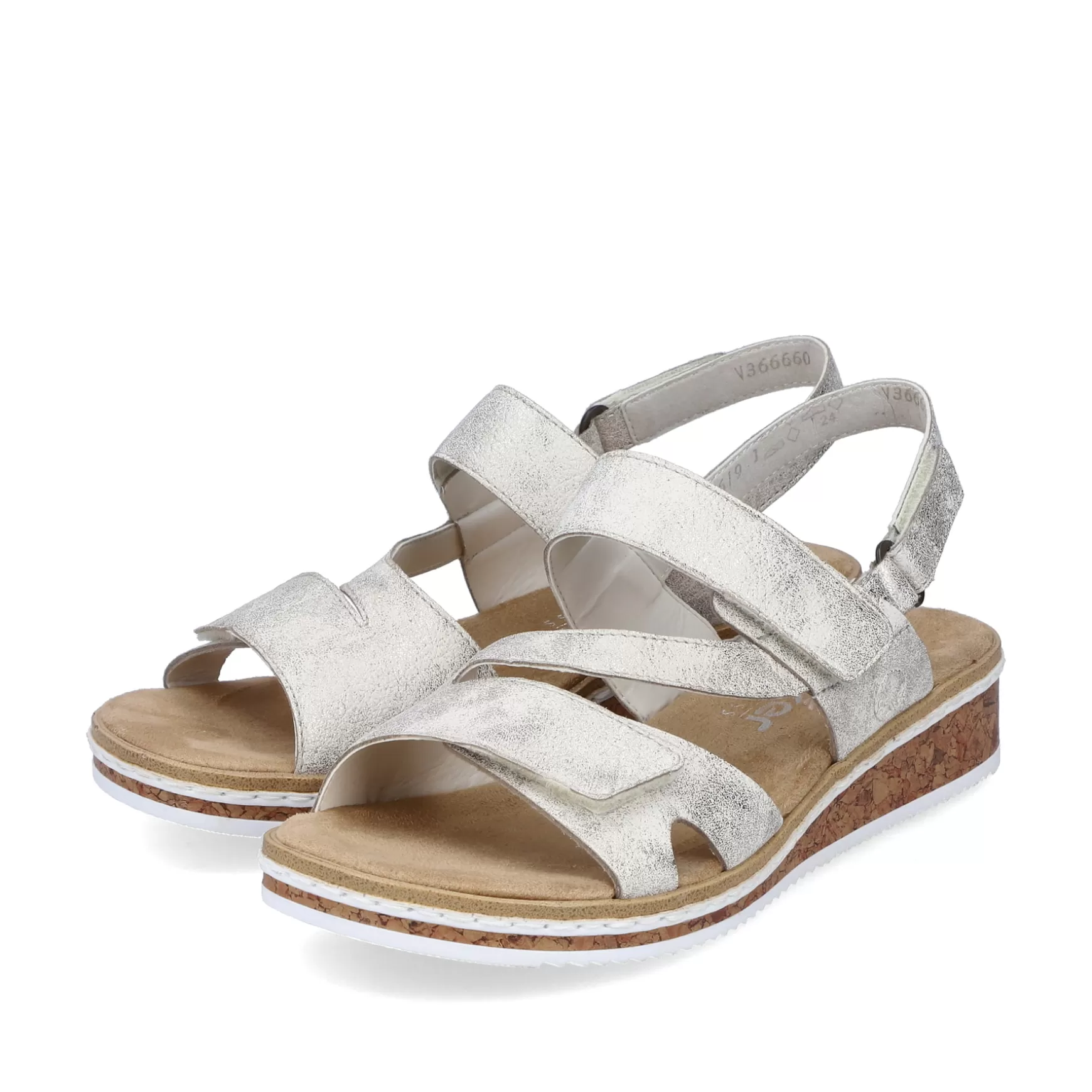 Women'S Wedge Sandals Silver Metallic-Rieker Sale