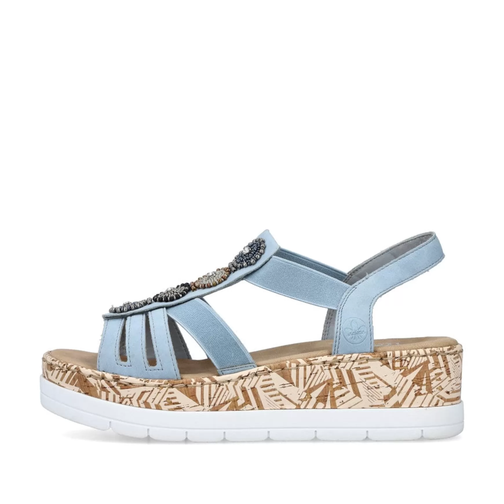 Women'S Wedge Sandals Sky Blue-Beige-Rieker Cheap