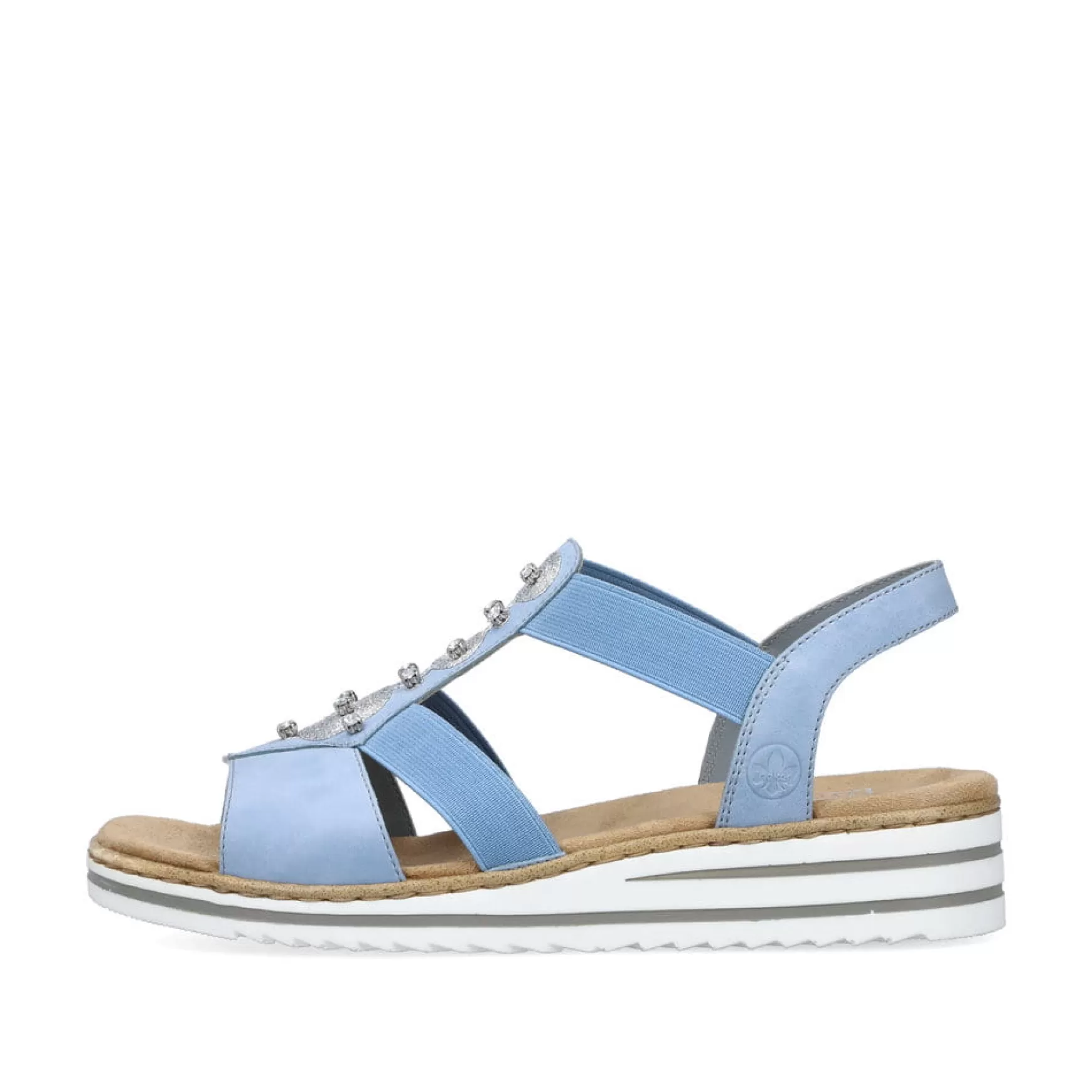 Women'S Wedge Sandals Sky Blue-Light Beige-Rieker Cheap