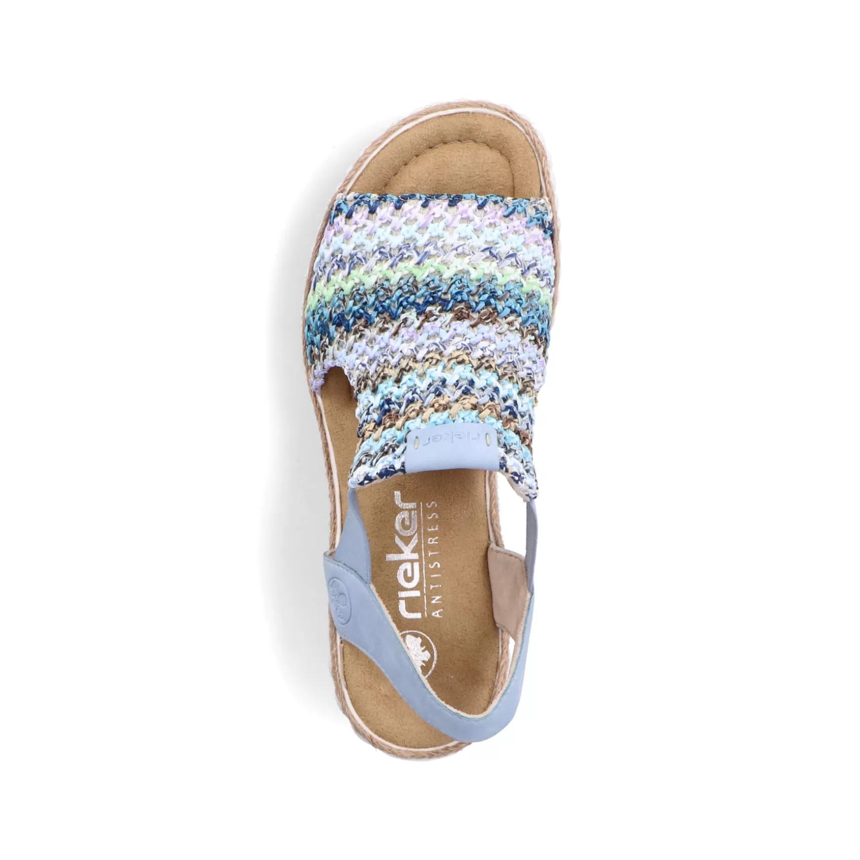 Women'S Wedge Sandals Sky Blue-Multicolored-Rieker Cheap