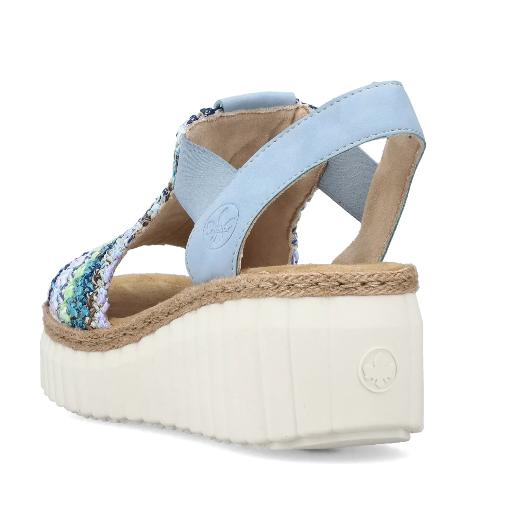 Women'S Wedge Sandals Sky Blue-Multicolored-Rieker Cheap