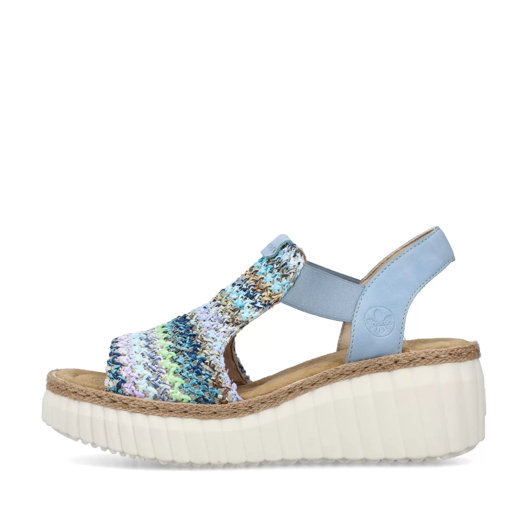 Women'S Wedge Sandals Sky Blue-Multicolored-Rieker Cheap
