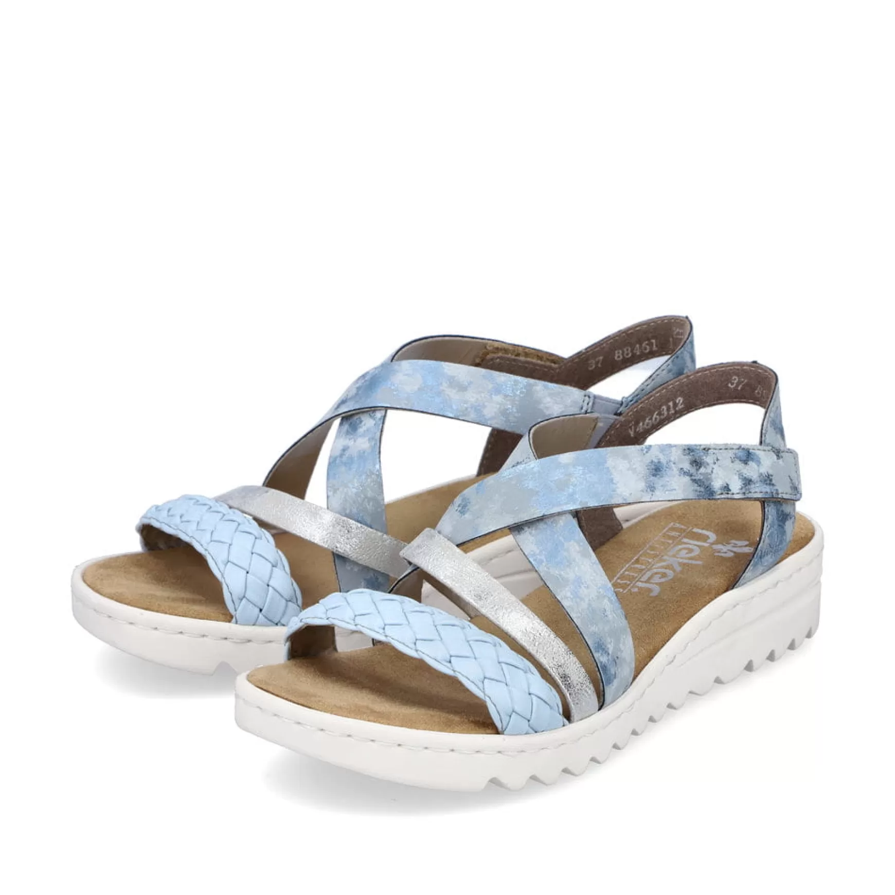 Women'S Wedge Sandals Sky Blue-Silver-Rieker Outlet