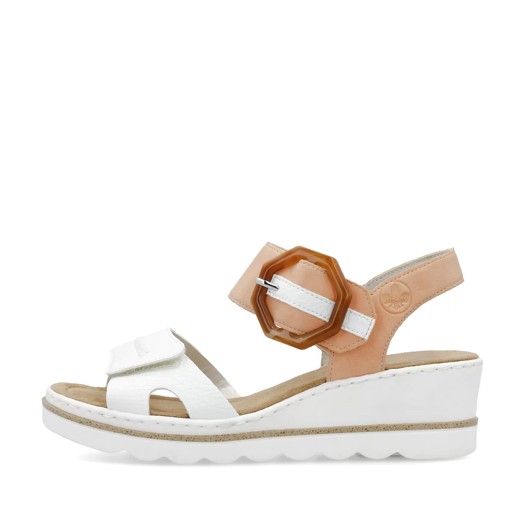 Women'S Wedge Sandals Snow White Peach-Rieker Flash Sale