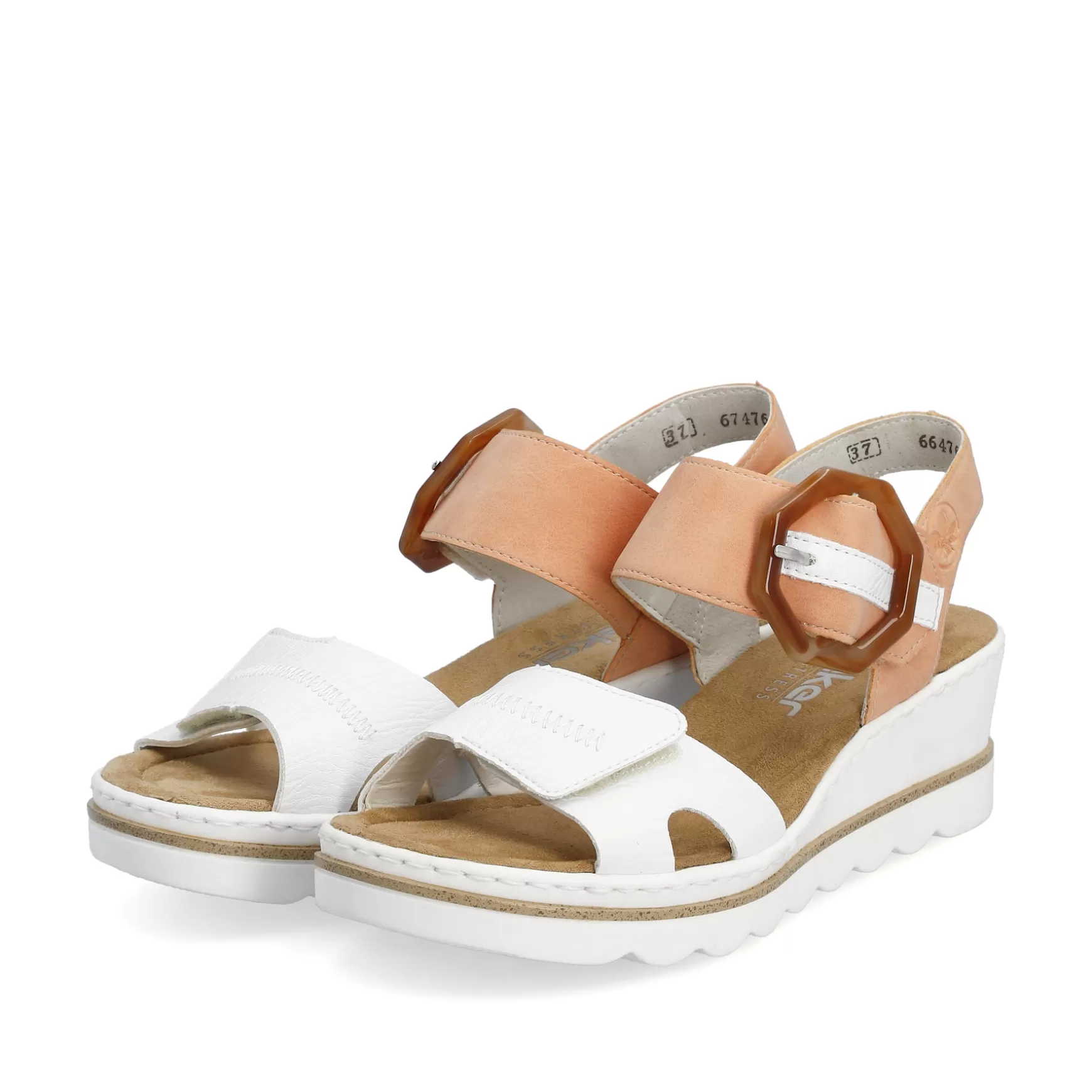 Women'S Wedge Sandals Snow White Peach-Rieker Flash Sale